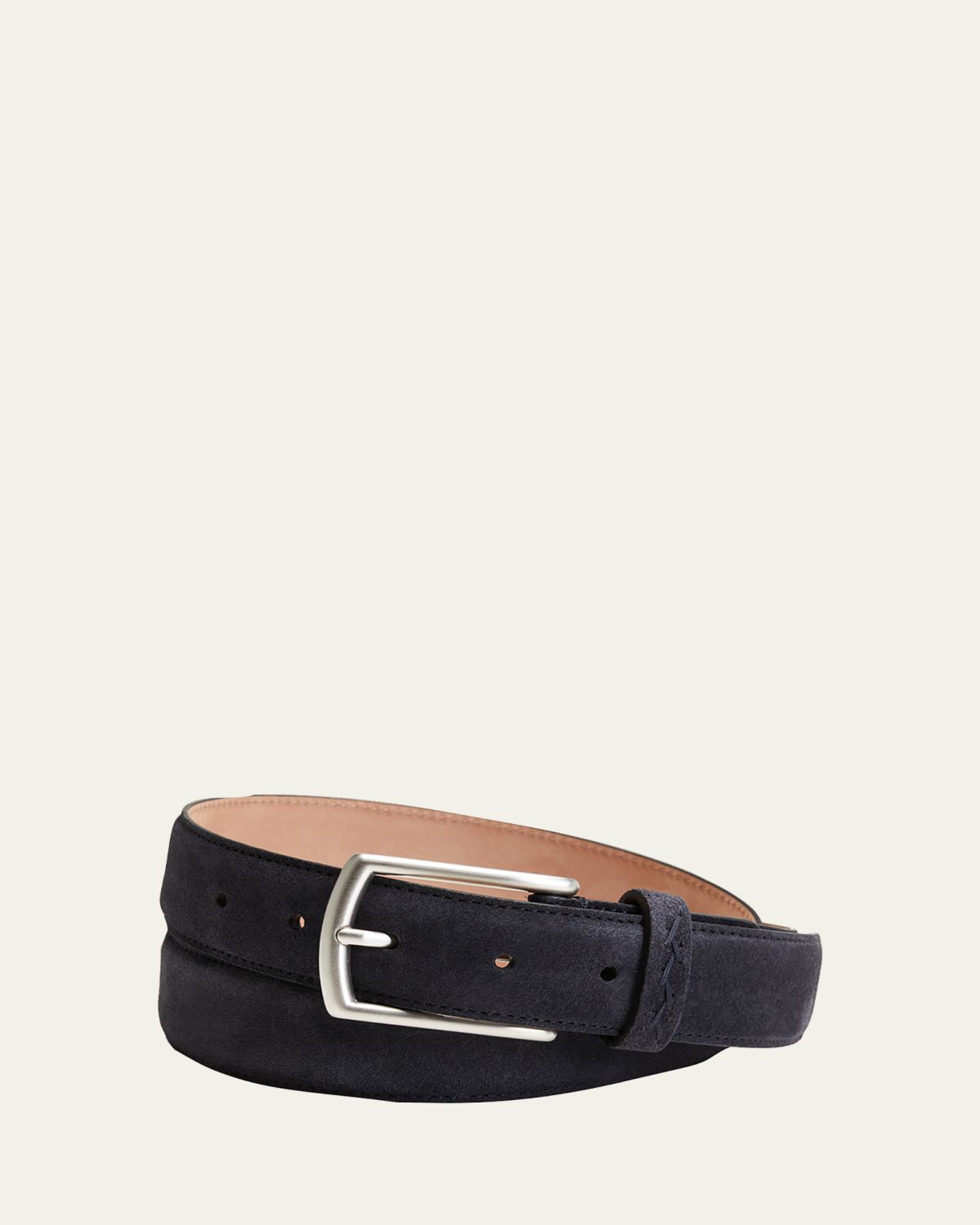 ZEGNA Men's Triple Stitch Leather Belt | Thumbnail 4