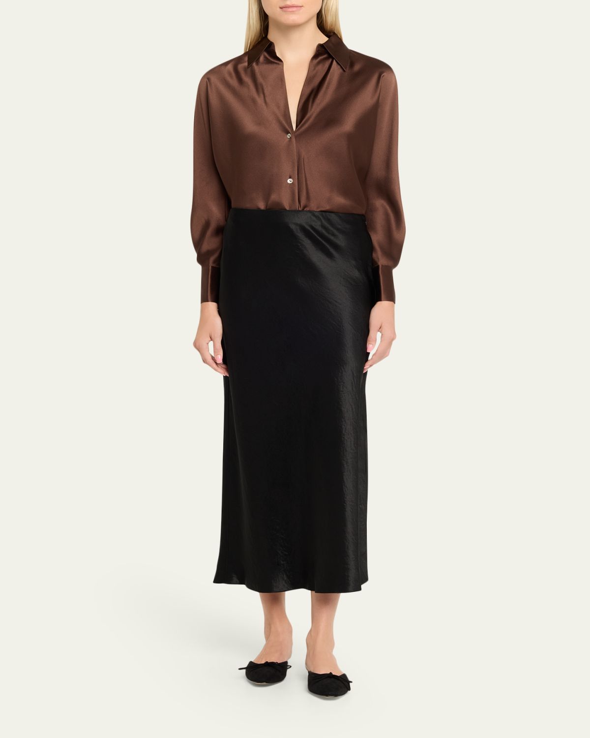 Vince Side-Slit Satin Slip Skirt | Thumbnail 2
