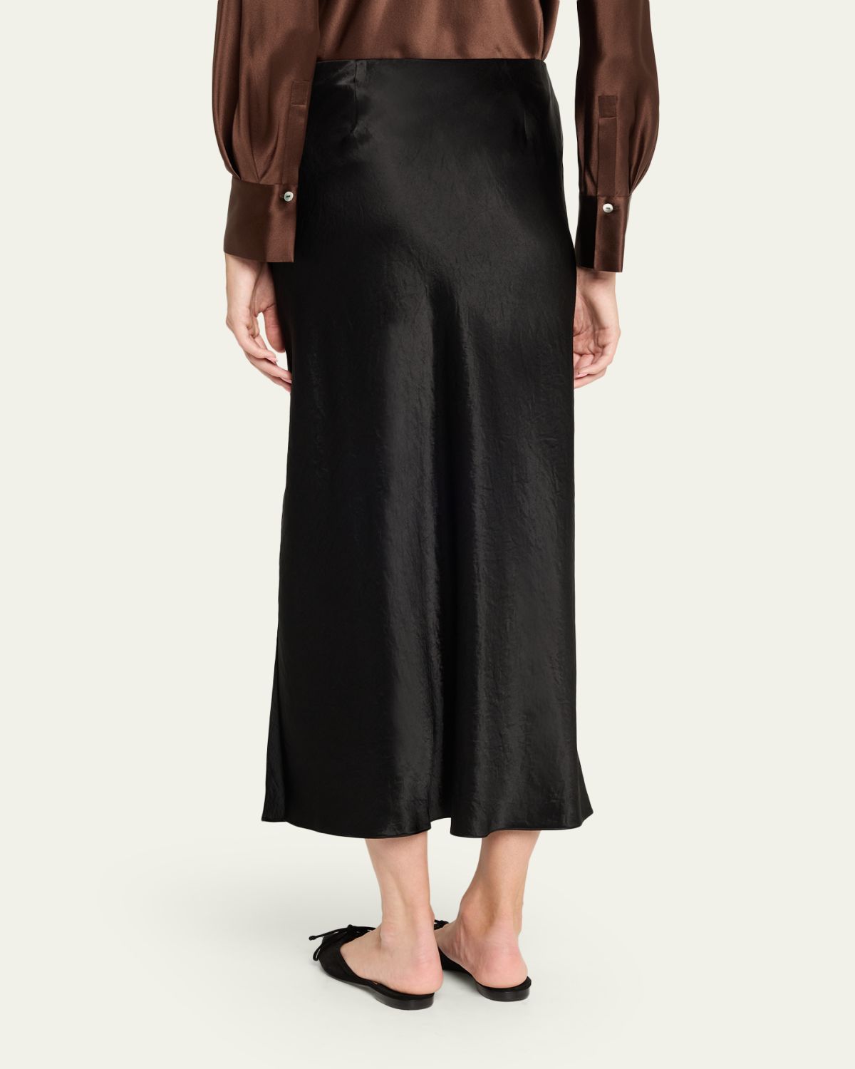 Vince Side-Slit Satin Slip Skirt | Thumbnail 3