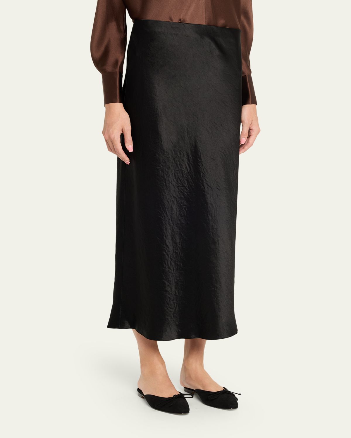 Vince Side-Slit Satin Slip Skirt | Thumbnail 4