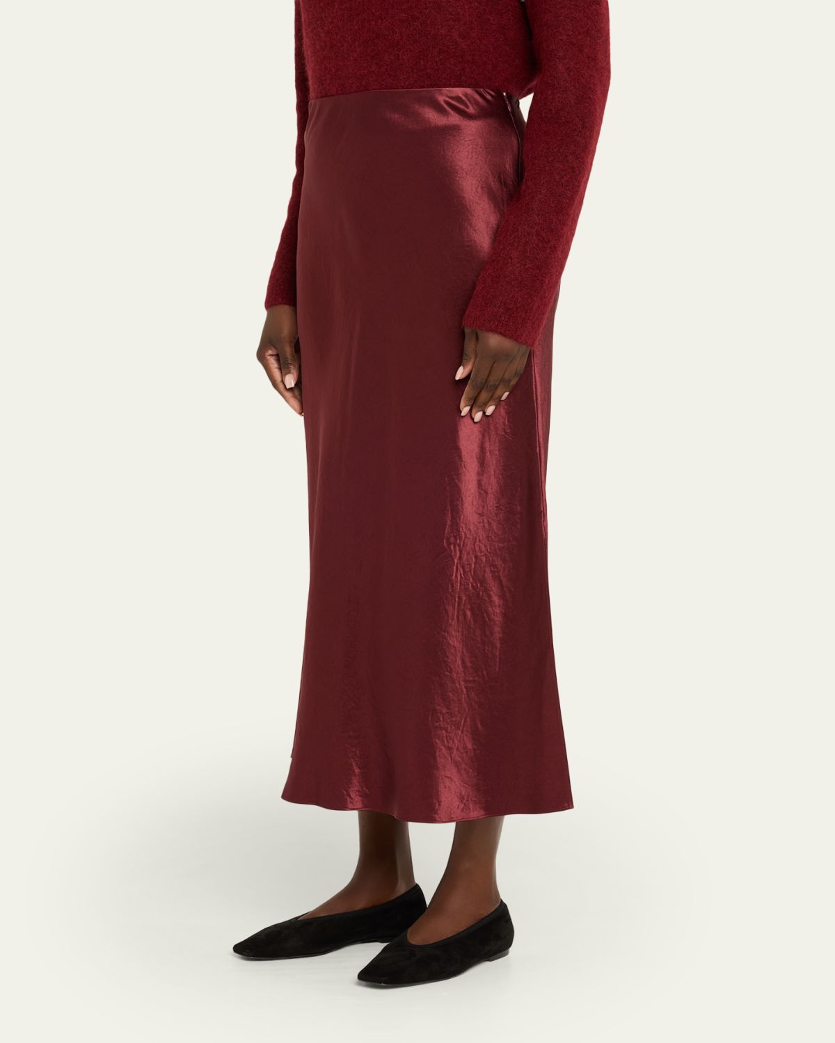 Vince Side-Slit Satin Slip Skirt | Thumbnail 8