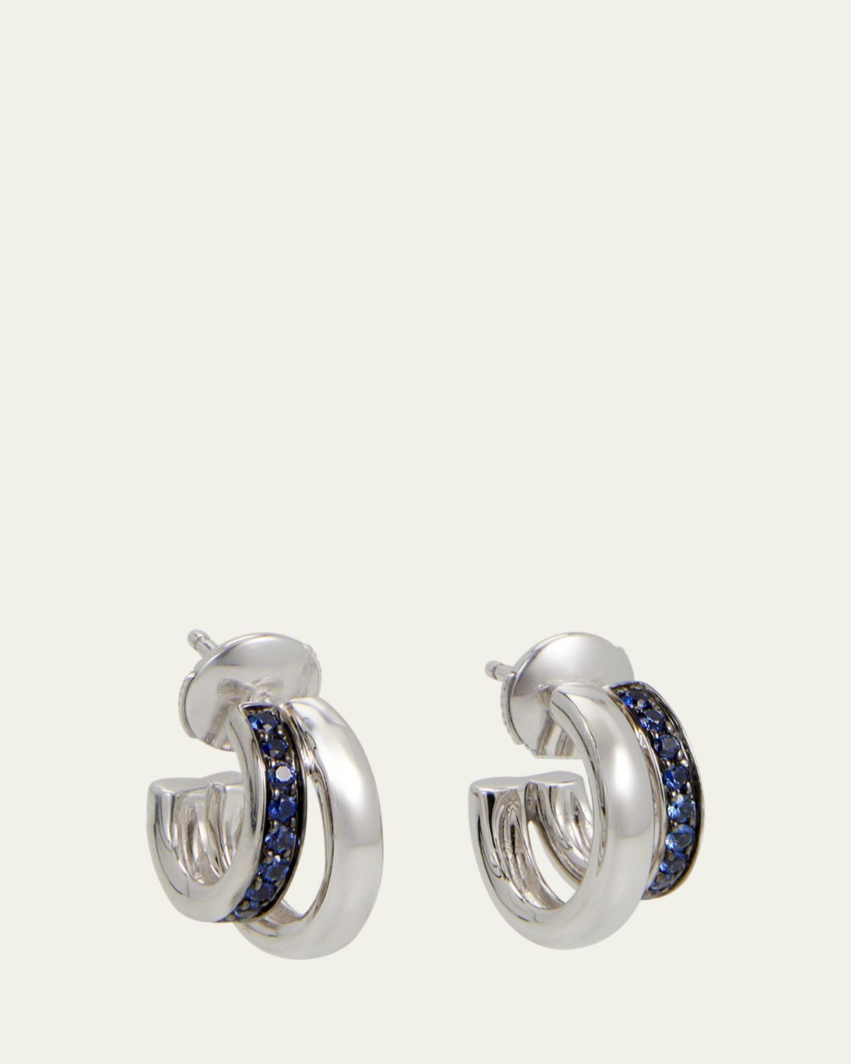 Pomellato Together 18K White Gold and Sapphire Double Hoop Earrings
