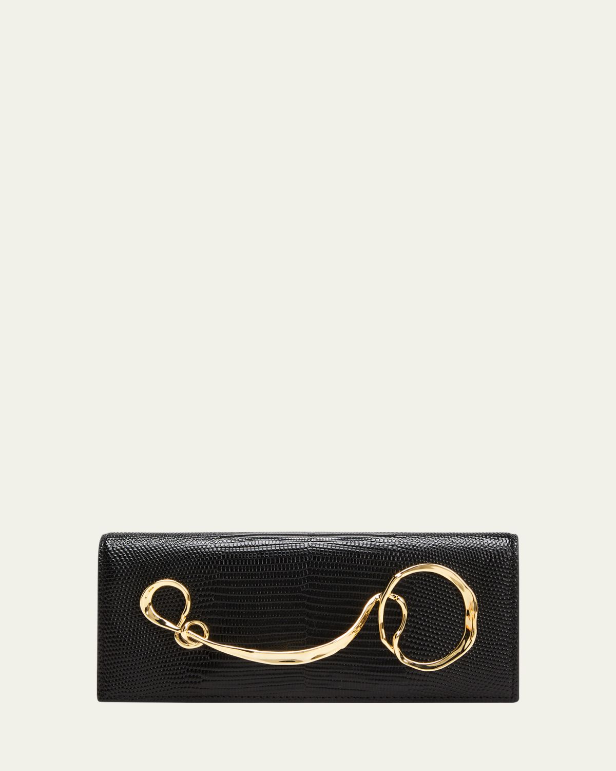 Alexis Bittar Twisted Gold Side Handle Clutch Purse