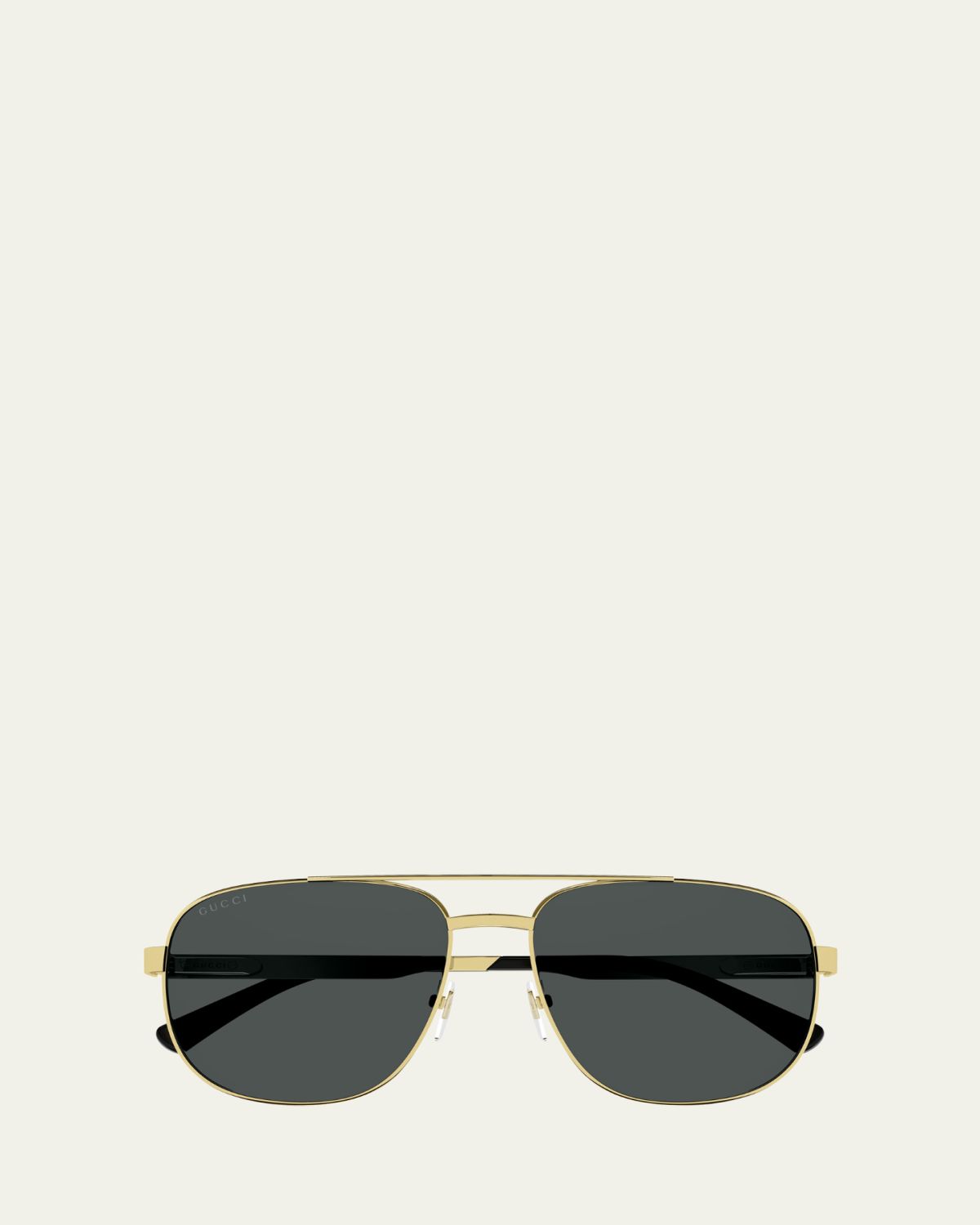 Gucci Men's Stripe Logo Metal Aviator Sunglasses