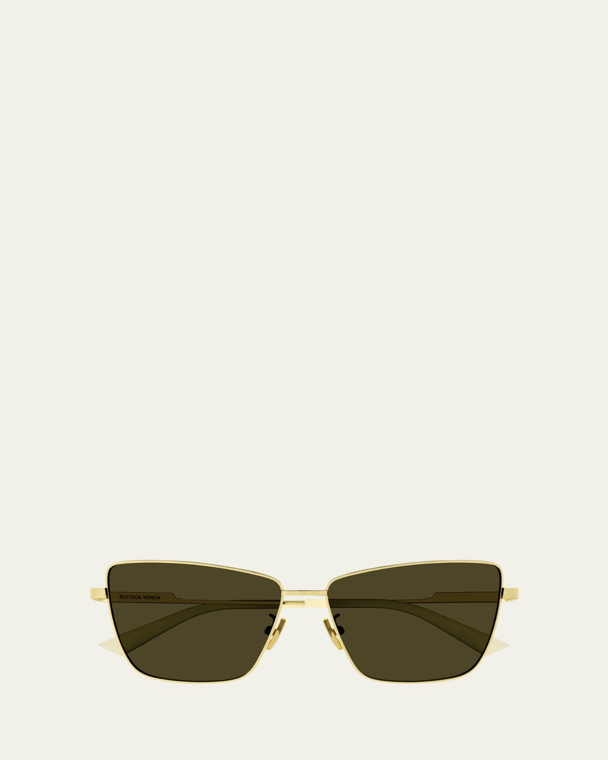 Bottega Veneta Rectangle Golden Metal Sunglasses