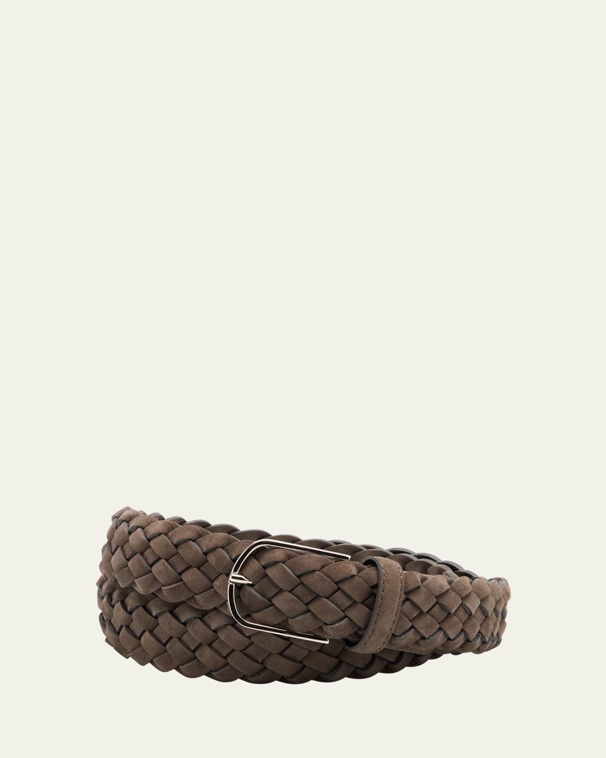 Simonnot Godard Men's Bicolor Braided Leather Belt, 35mm