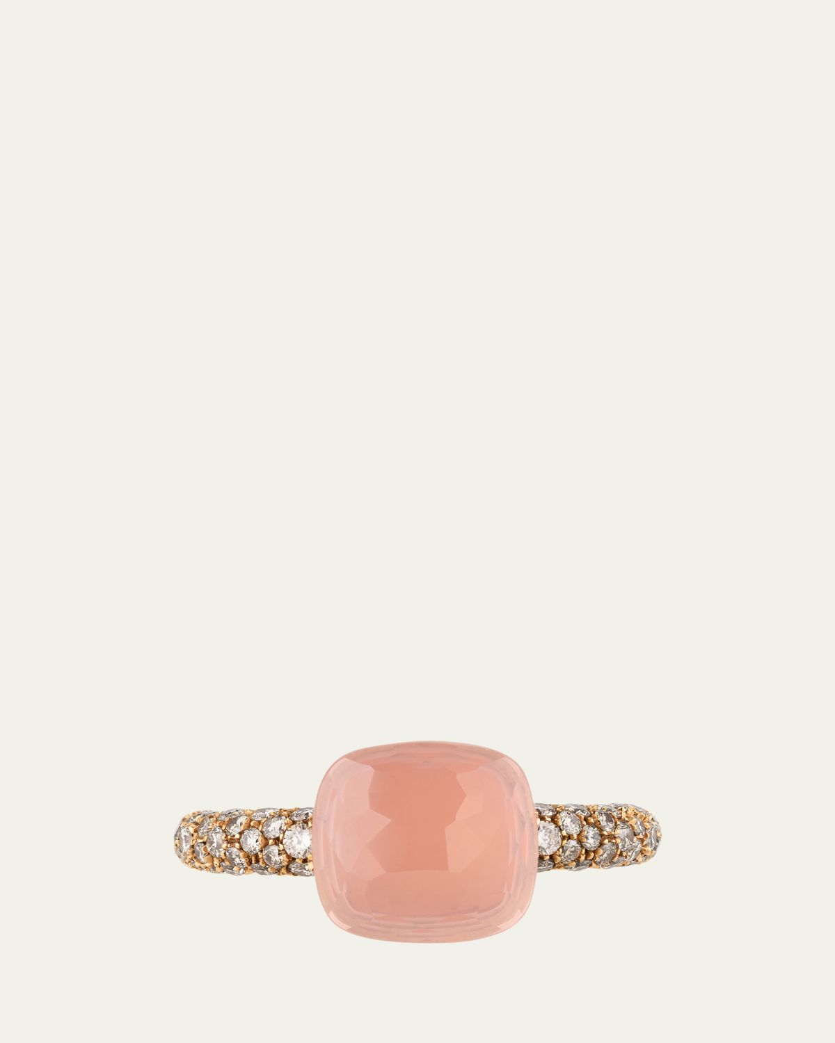 Pomellato 18K Gold Nudo Classic Rose Quartz Diamond Ring