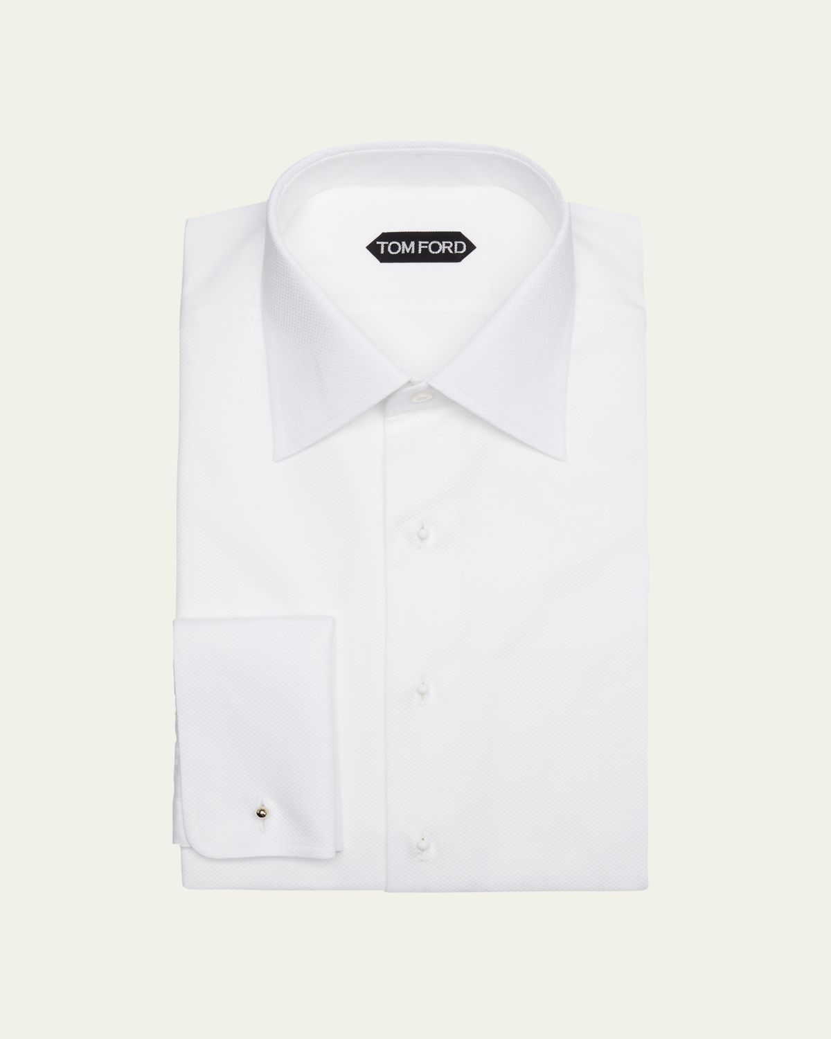 TOM FORD Men's Cotton Piqué Dress Shirt with French Cuffs