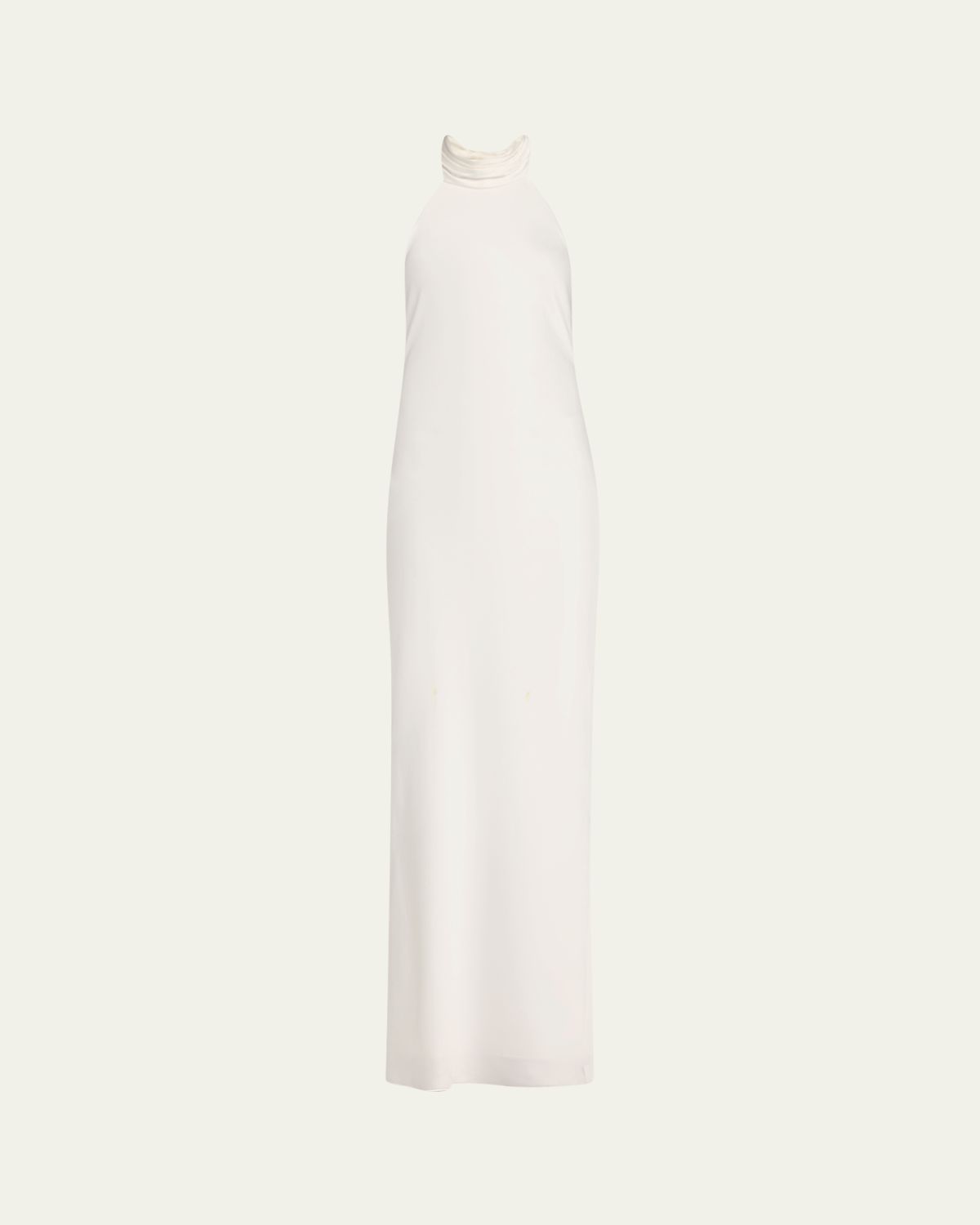 Ramy Brook Tatiana Low-Cut Halter Column Gown