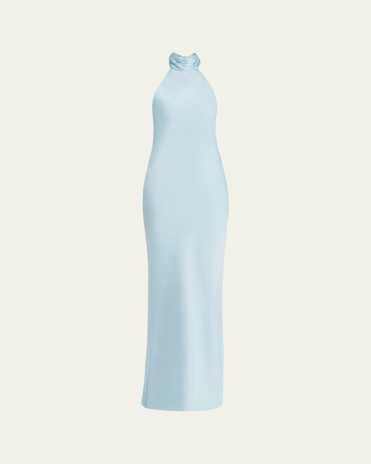 Ramy Brook Tatiana Low-Cut Halter Column Gown