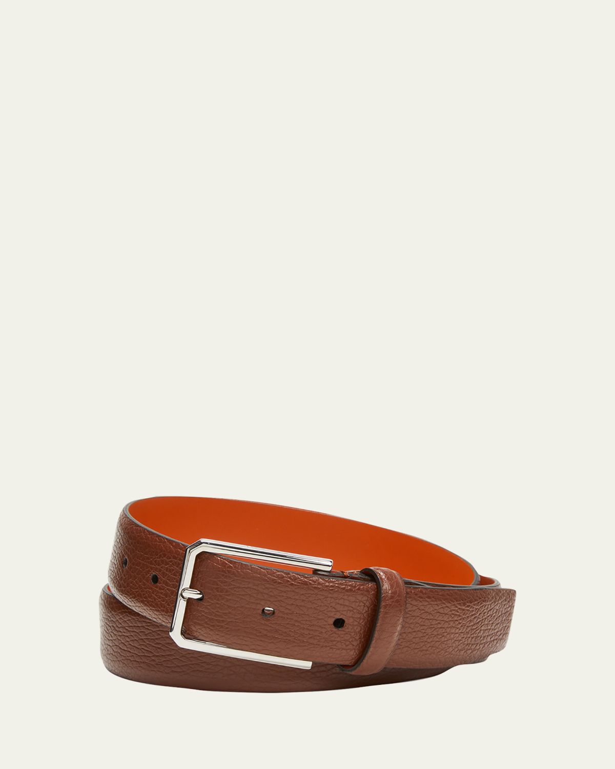 Santoni Men's Grained Leather Belt