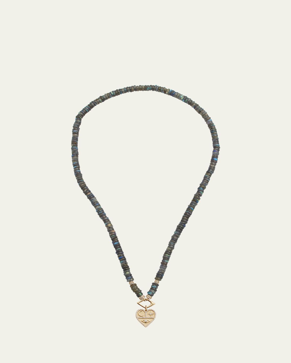 Sydney Evan 14K Diamond and Labradorite Necklace with Icon Heart Charm