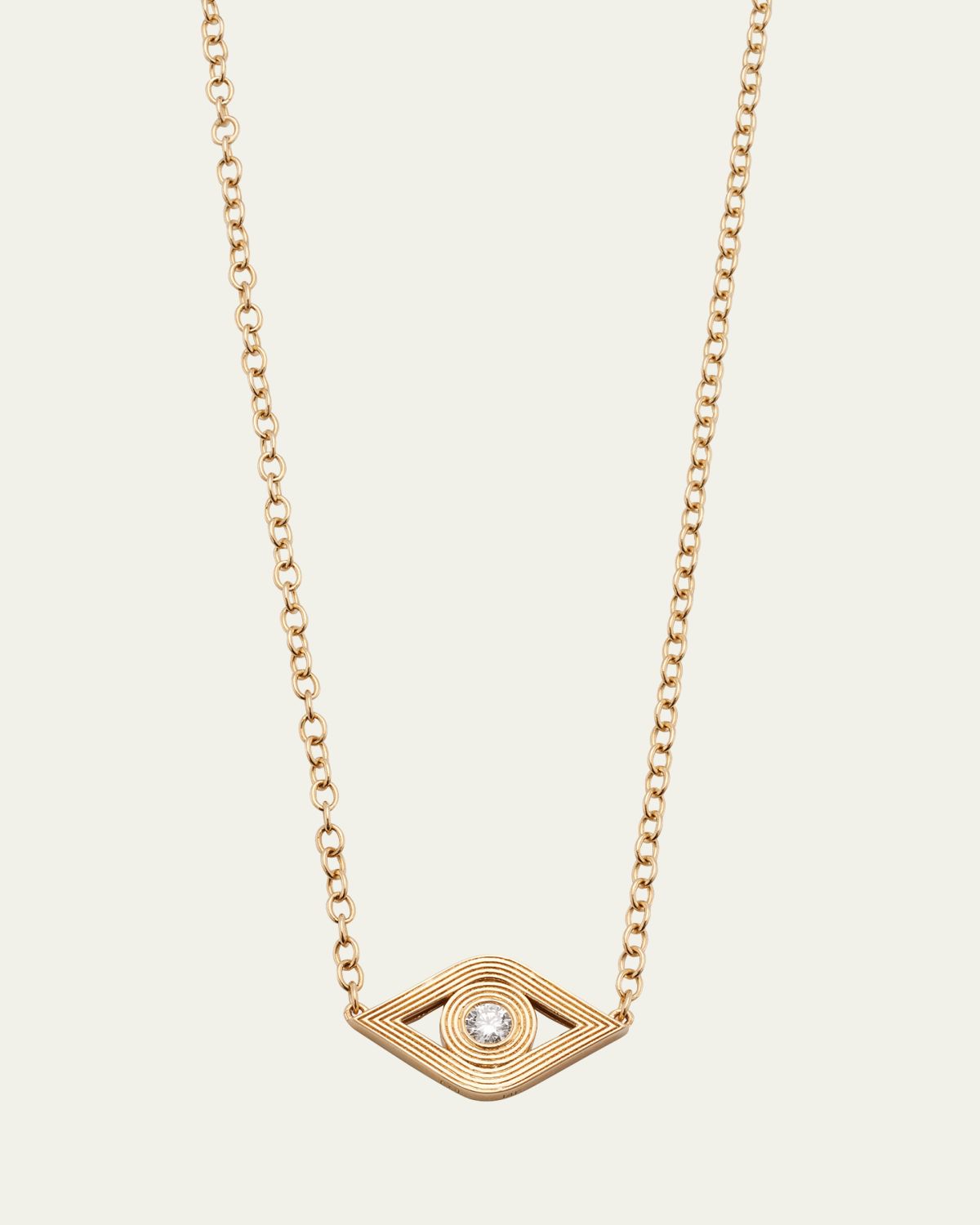 Sydney Evan 14K Gold Chain Fluted Evil Eye Diamond Necklace