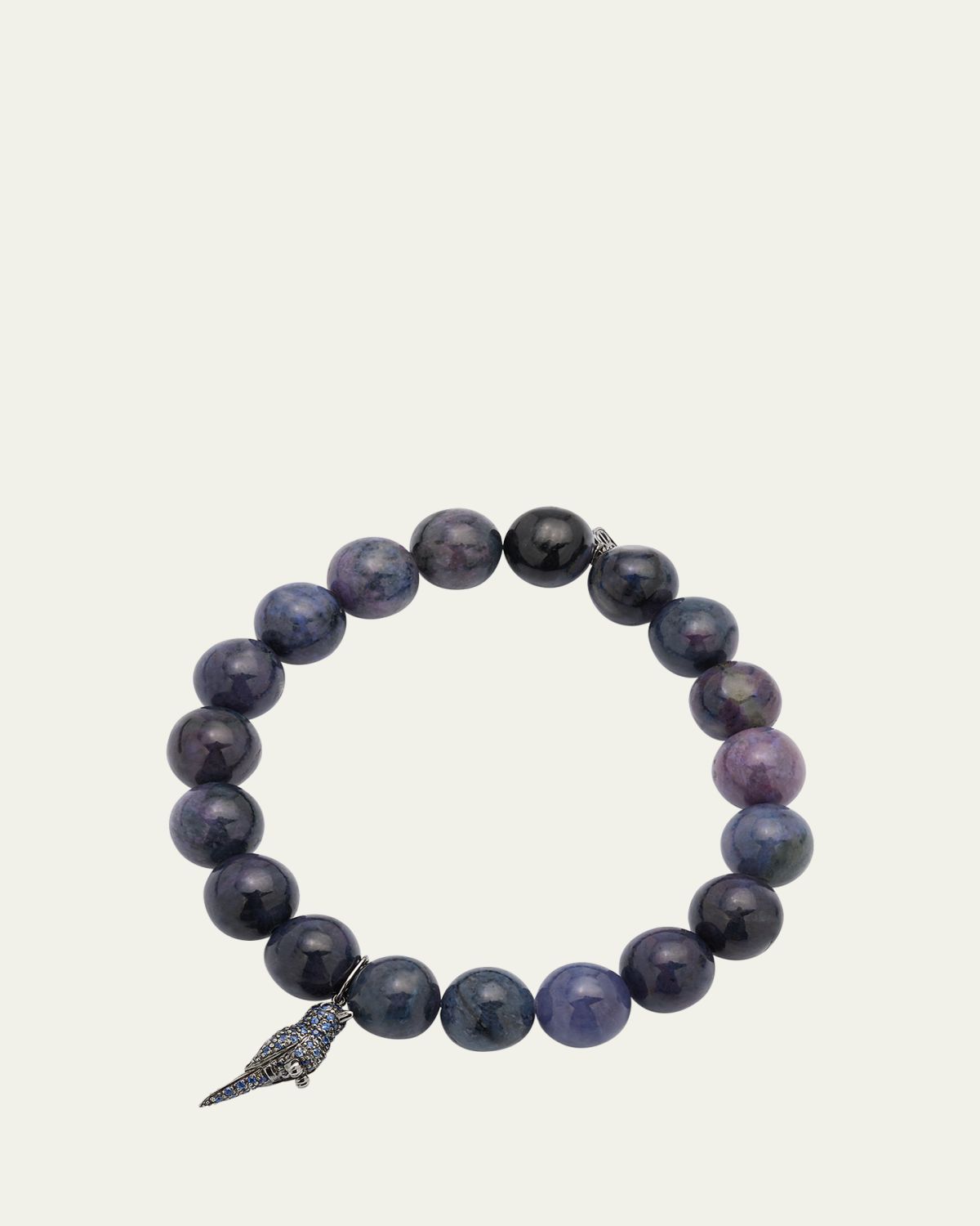 Sydney Evan Smooth Dumortie Bracelet with Tiny Hummingbird Charm