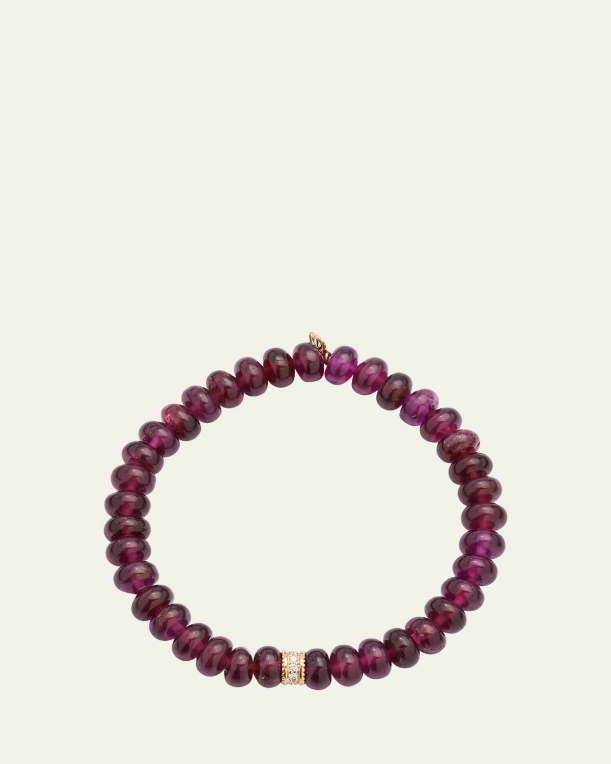 Sydney Evan Scallop Edge Pave Rondelle on Rhodolite Bead Bracelet