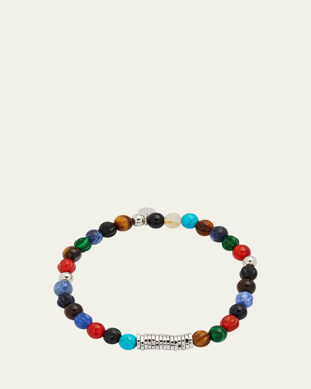 Tateossian Men's ​Sterling Silver Discs Multicolor Stones Bracelet