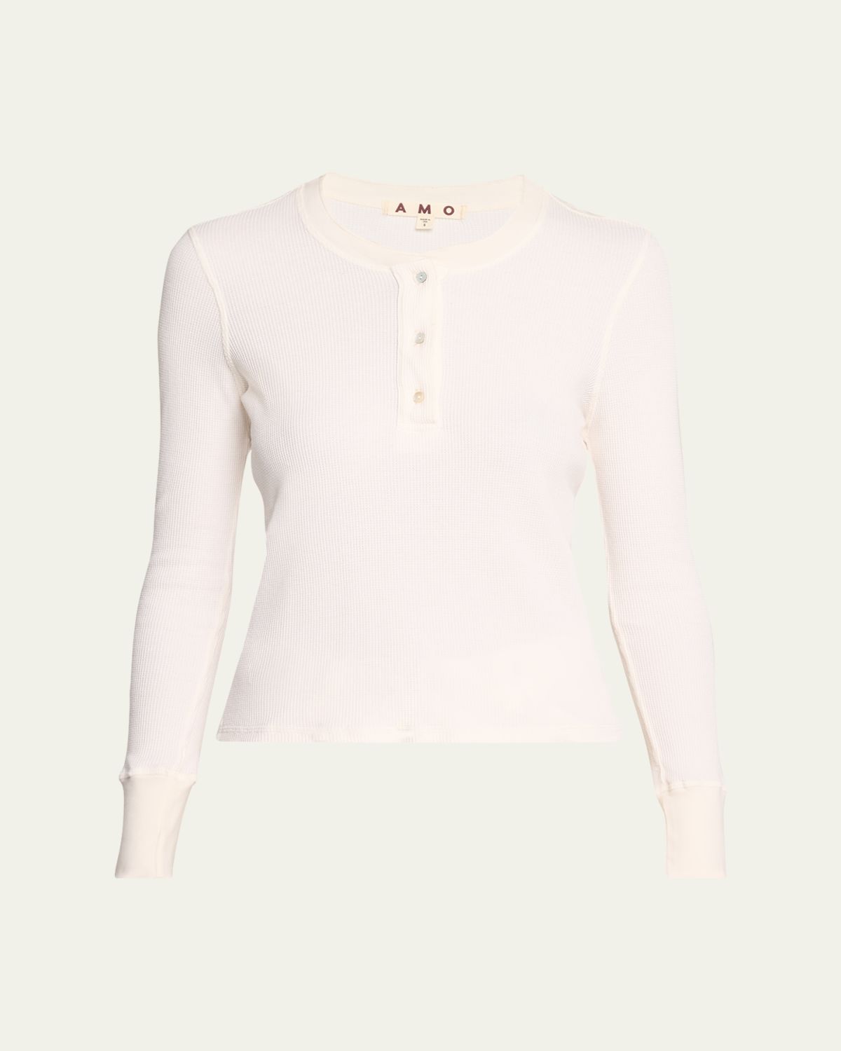 AMO Denim Ribbed Thermal Henley Tee