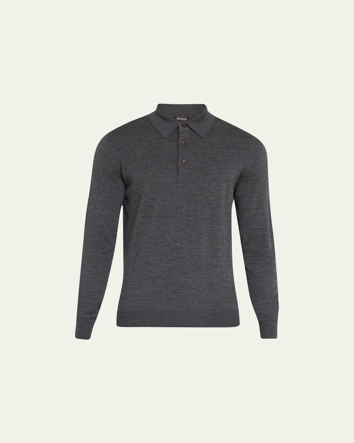 Kiton Men's Heathered Wool Polo Sweater