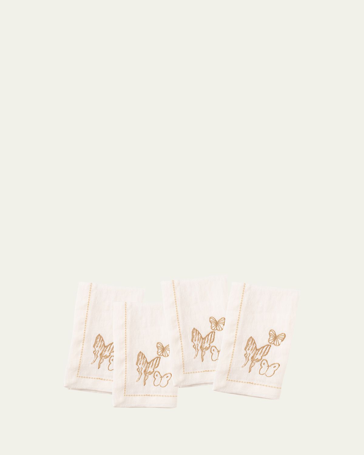 Hunt Slonem Painted Butterfly Embroidered Linen Dinner Napkin