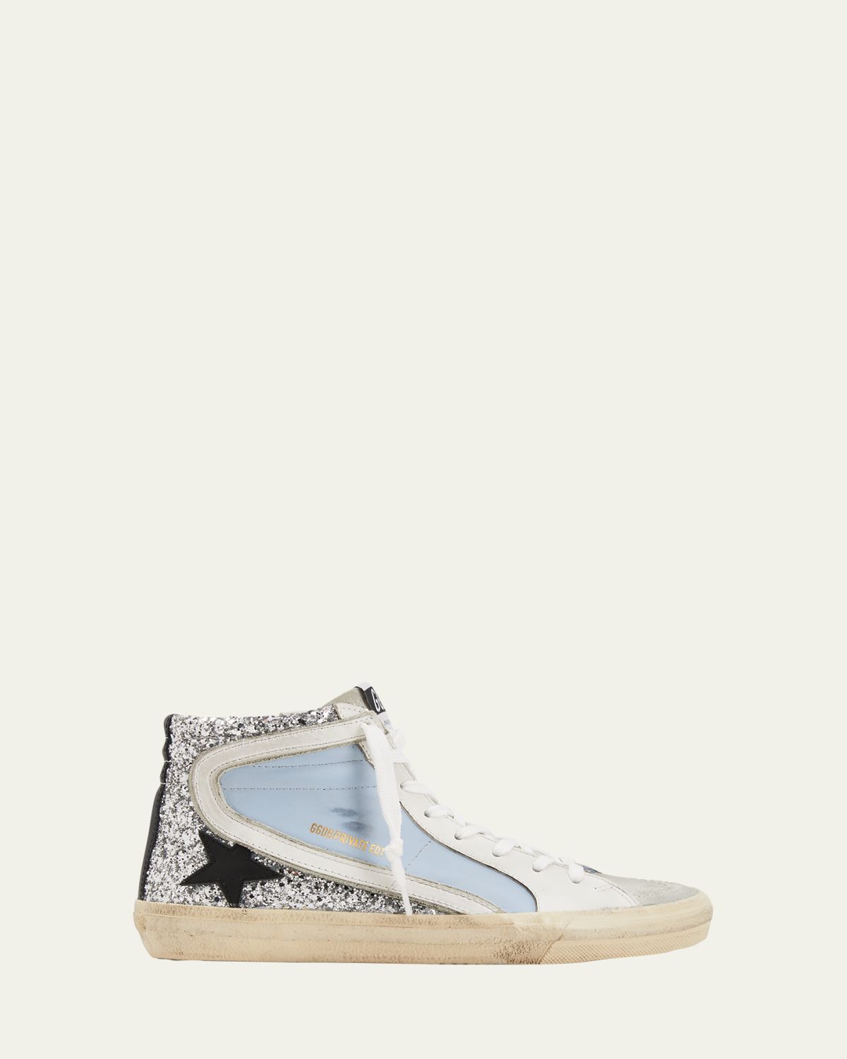 Golden Goose Slide Mid-Top Glitter Leather Sneakers | Thumbnail 6