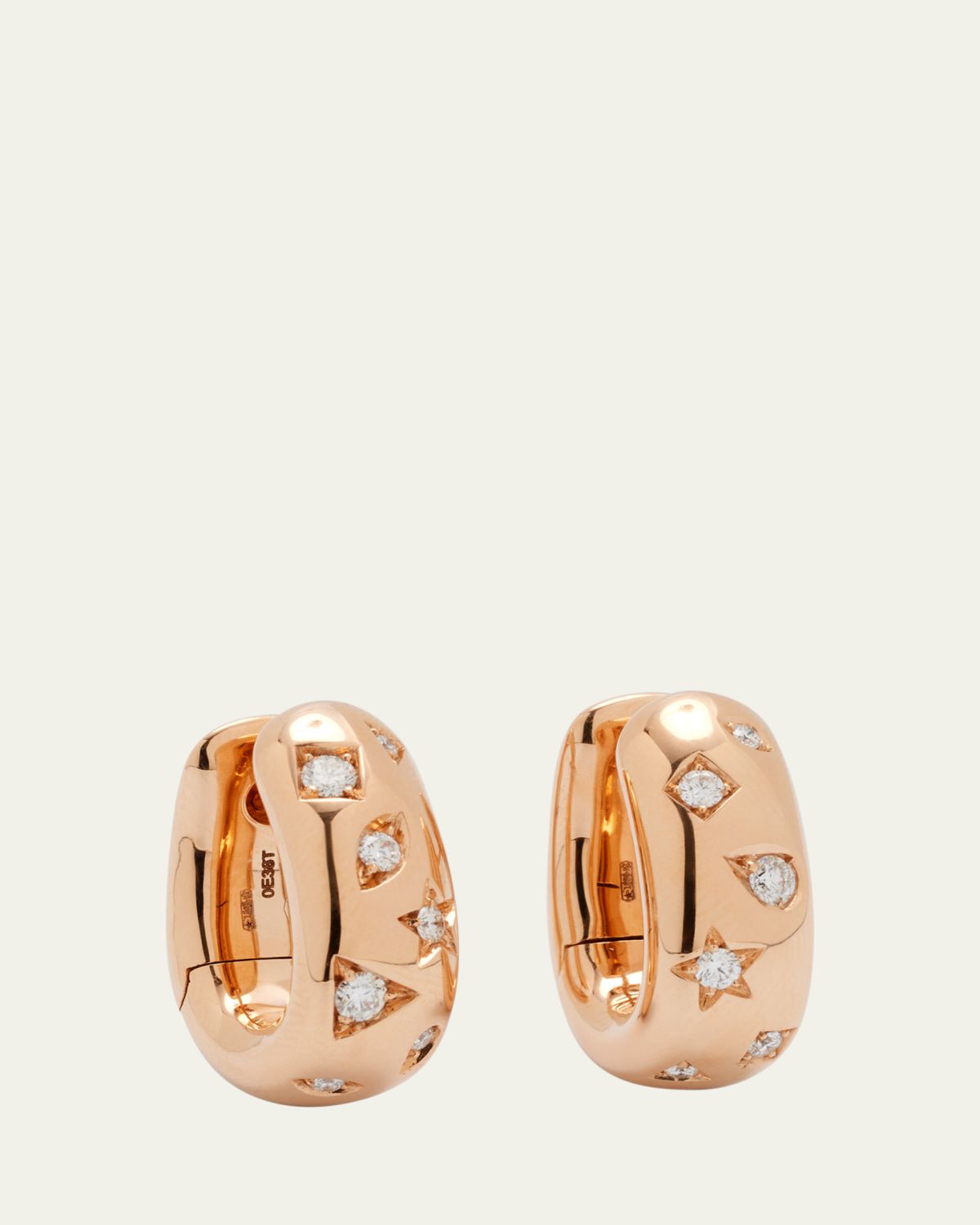 Pomellato 18K Rose Gold Iconica Snap Hoop Earrings with Diamonds