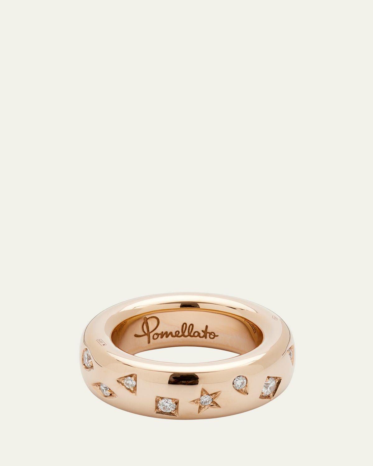 Pomellato Iconica 18K Rose Gold Medium Band Ring with Diamonds