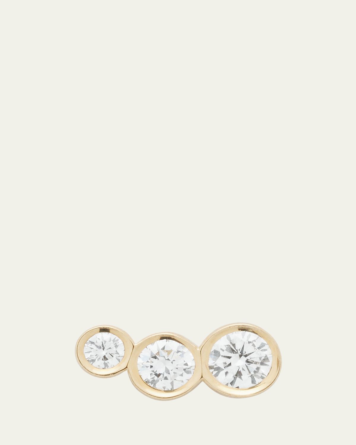 Sophie Bille Brahe Croissant 18K Yellow Gold 3-Diamond Earring, Single, Right