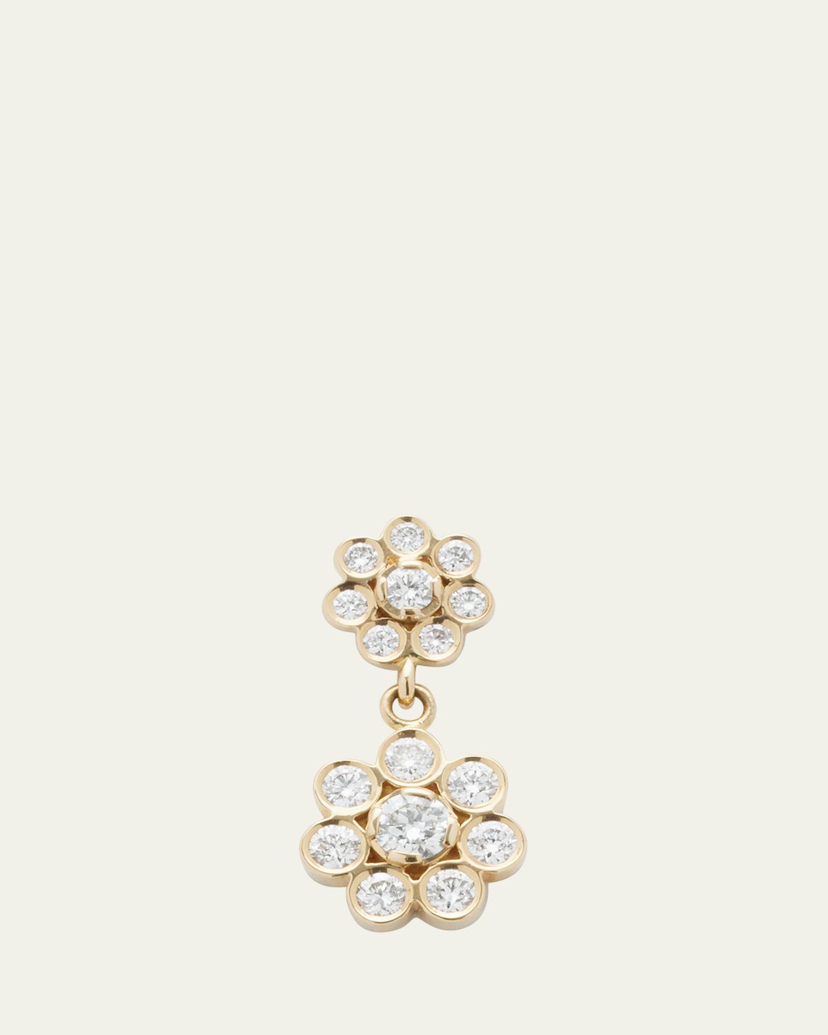 Sophie Bille Brahe Bellis Deux Diamond Flower Drop Earring in 18K Yellow Gold, Single