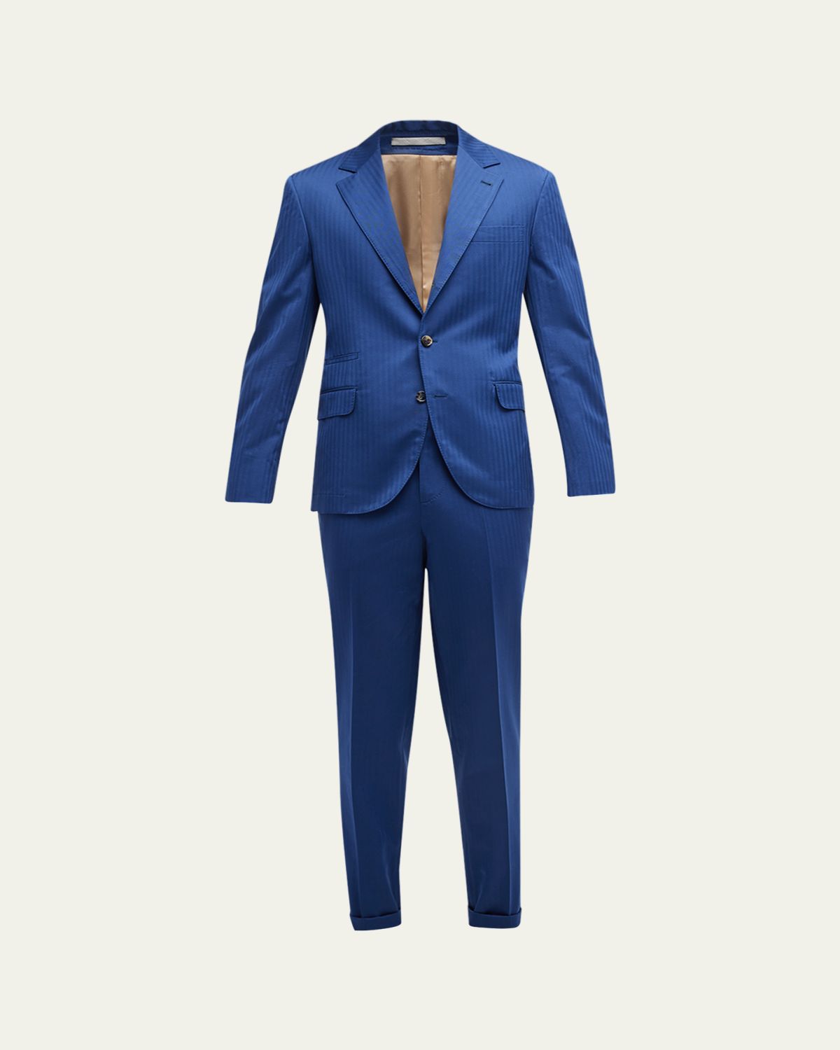 Brunello Cucinelli Men's Cotton Chevron Solaro 2-Piece Suit