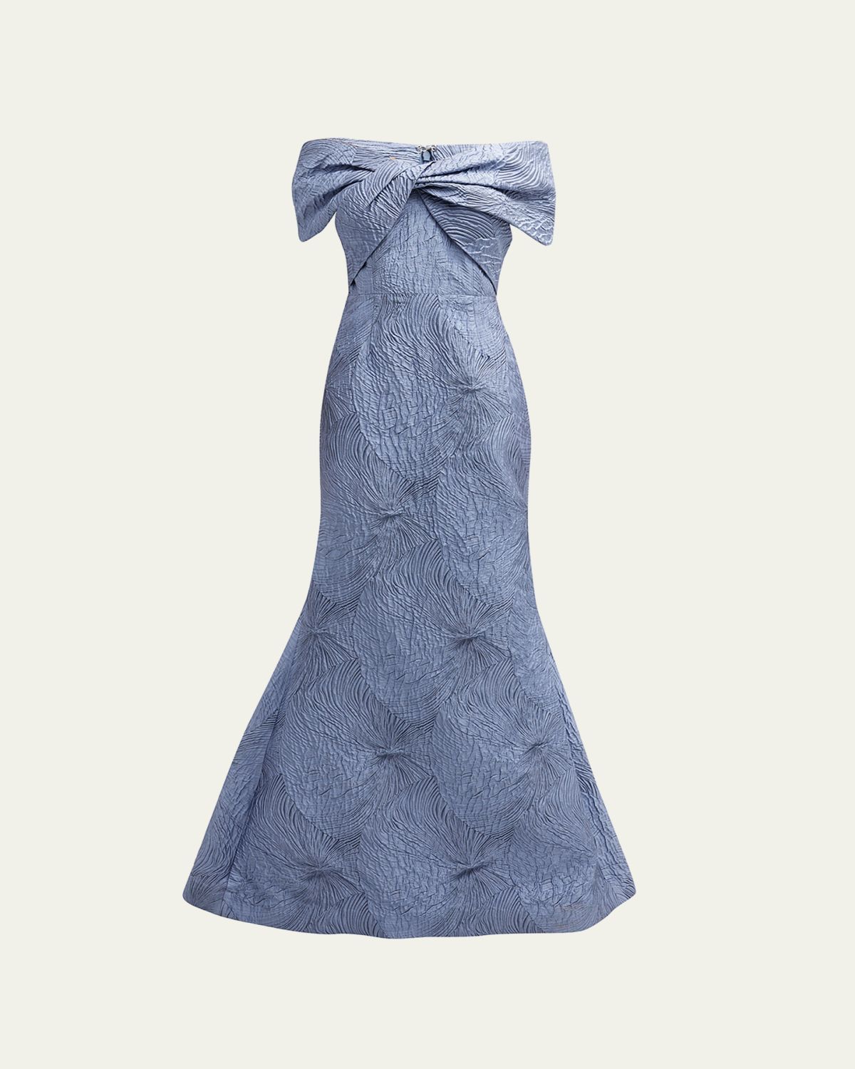 Rickie Freeman for Teri Jon Off-Shoulder Jacquard Trumpet Gown | Thumbnail 6 Rickie Freeman for Teri Jon Off-Shoulder Jacquard Trumpet Gown | Thumbnail 6