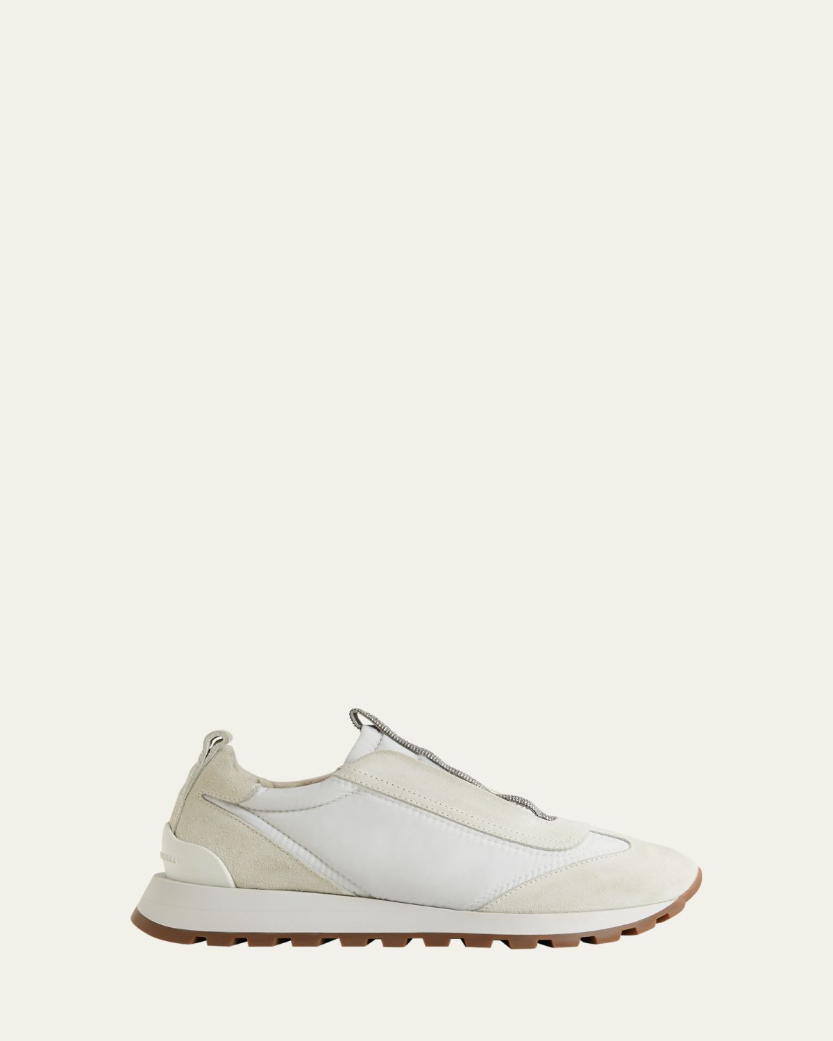 Brunello Cucinelli Mixed Leather Slip-On Runner Sneakers