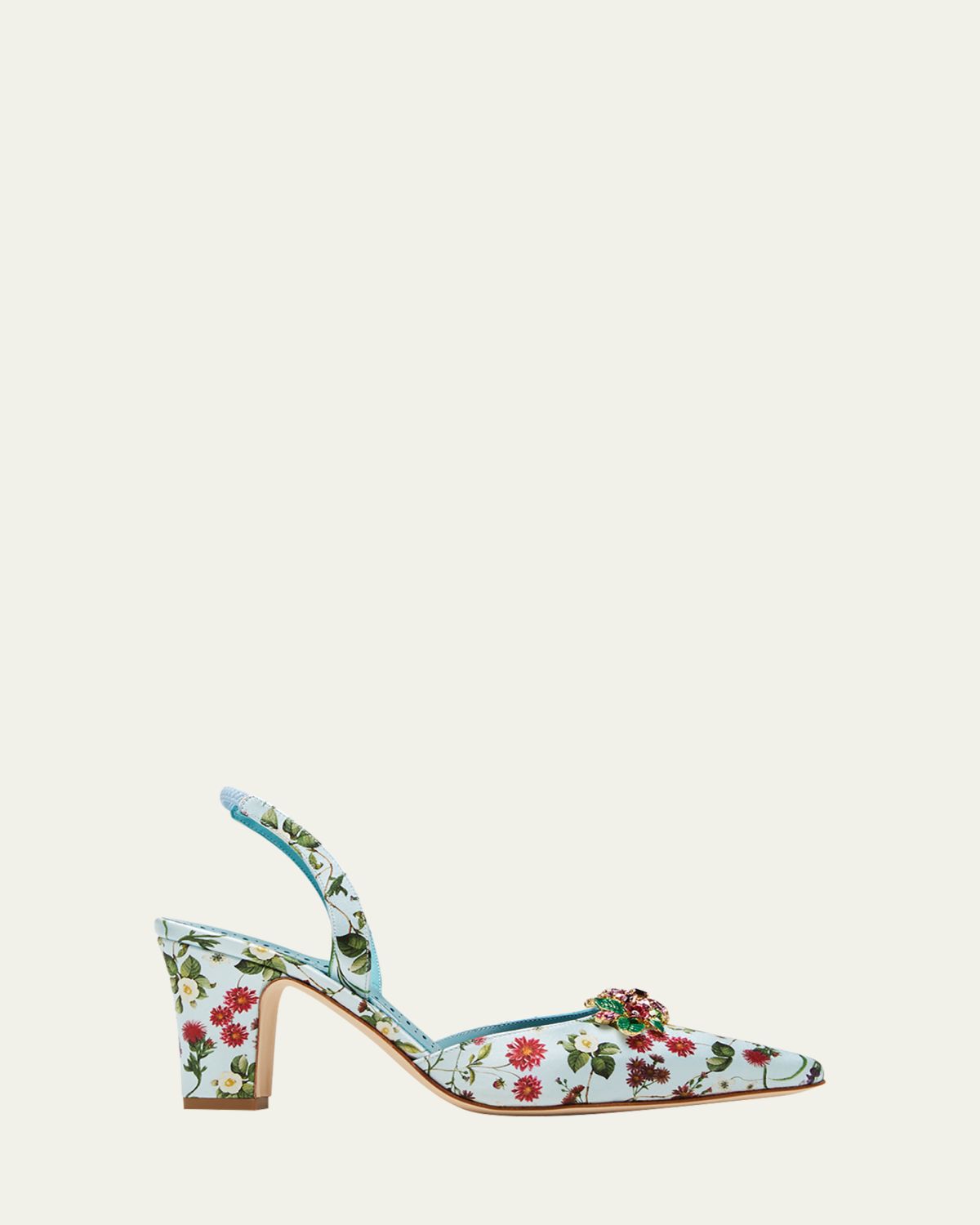 Manolo Blahnik Malak Floral Crystal Halter Pumps
