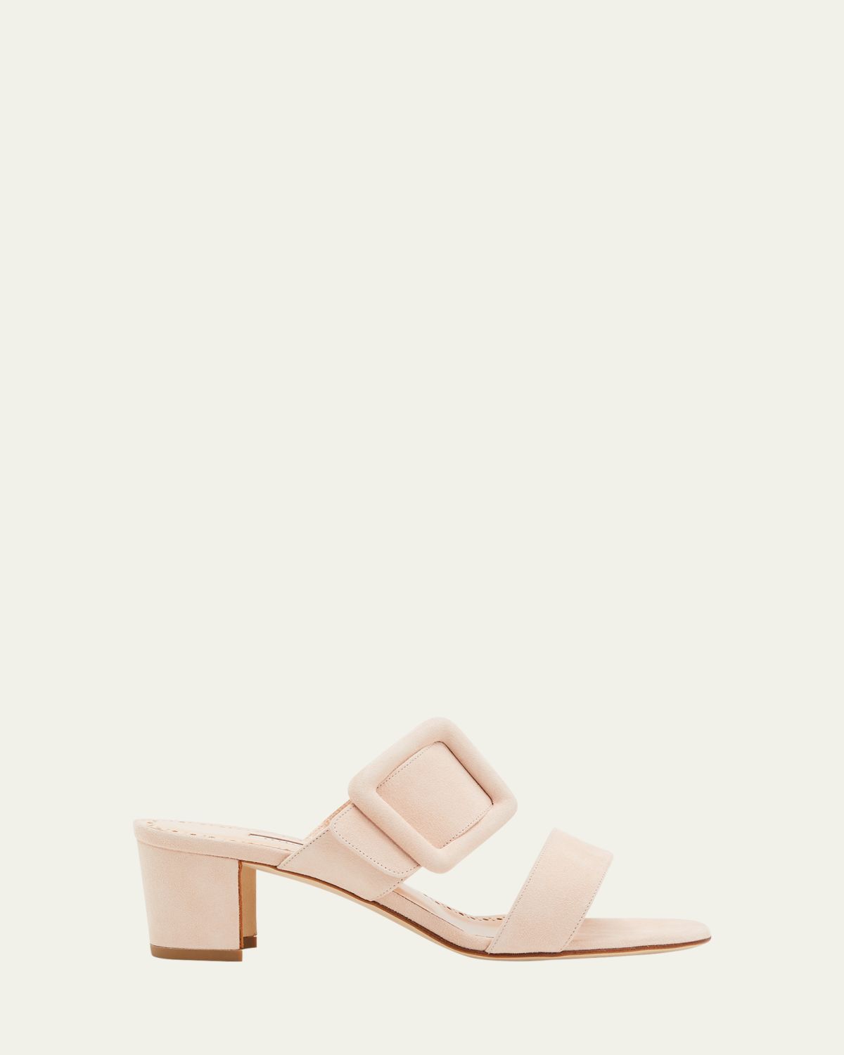 Manolo Blahnik Titubanew Suede Buckle Slide Sandals
