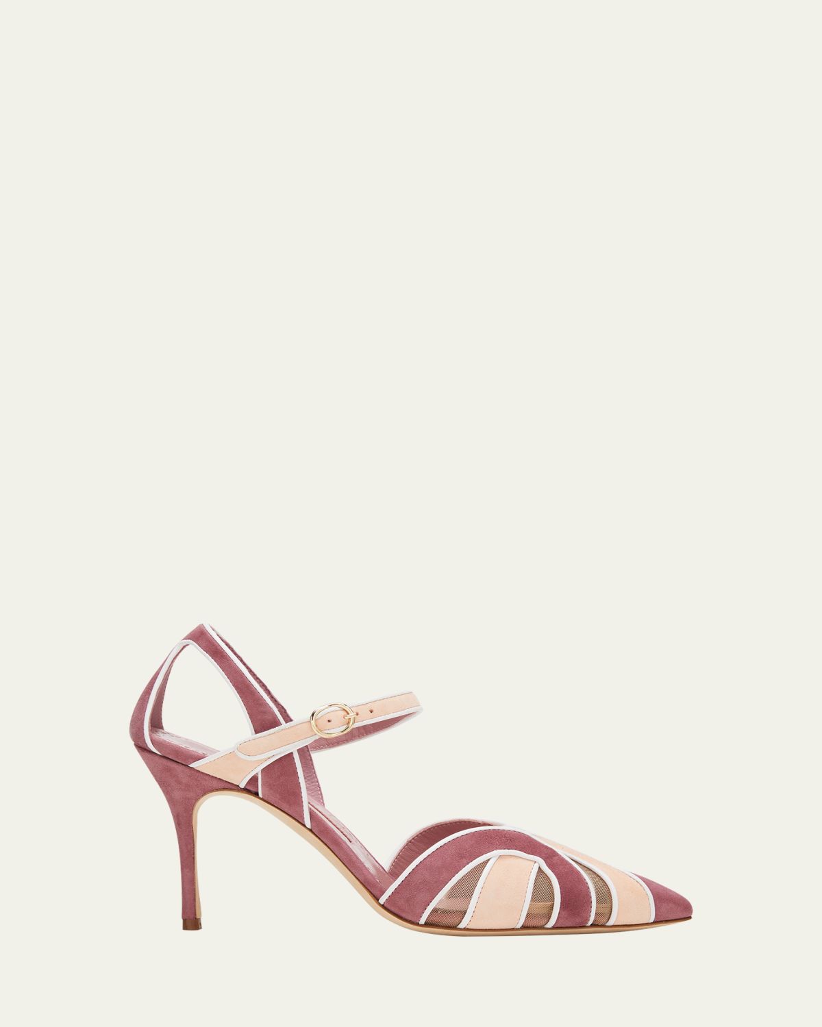 Manolo Blahnik Amr Bicolor Suede Closed-Toe Sandals