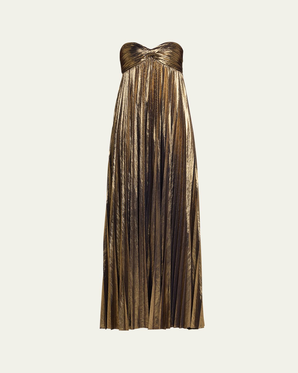 Retrofete Zoa Strapless Lamé Twisted-Bodice Gown