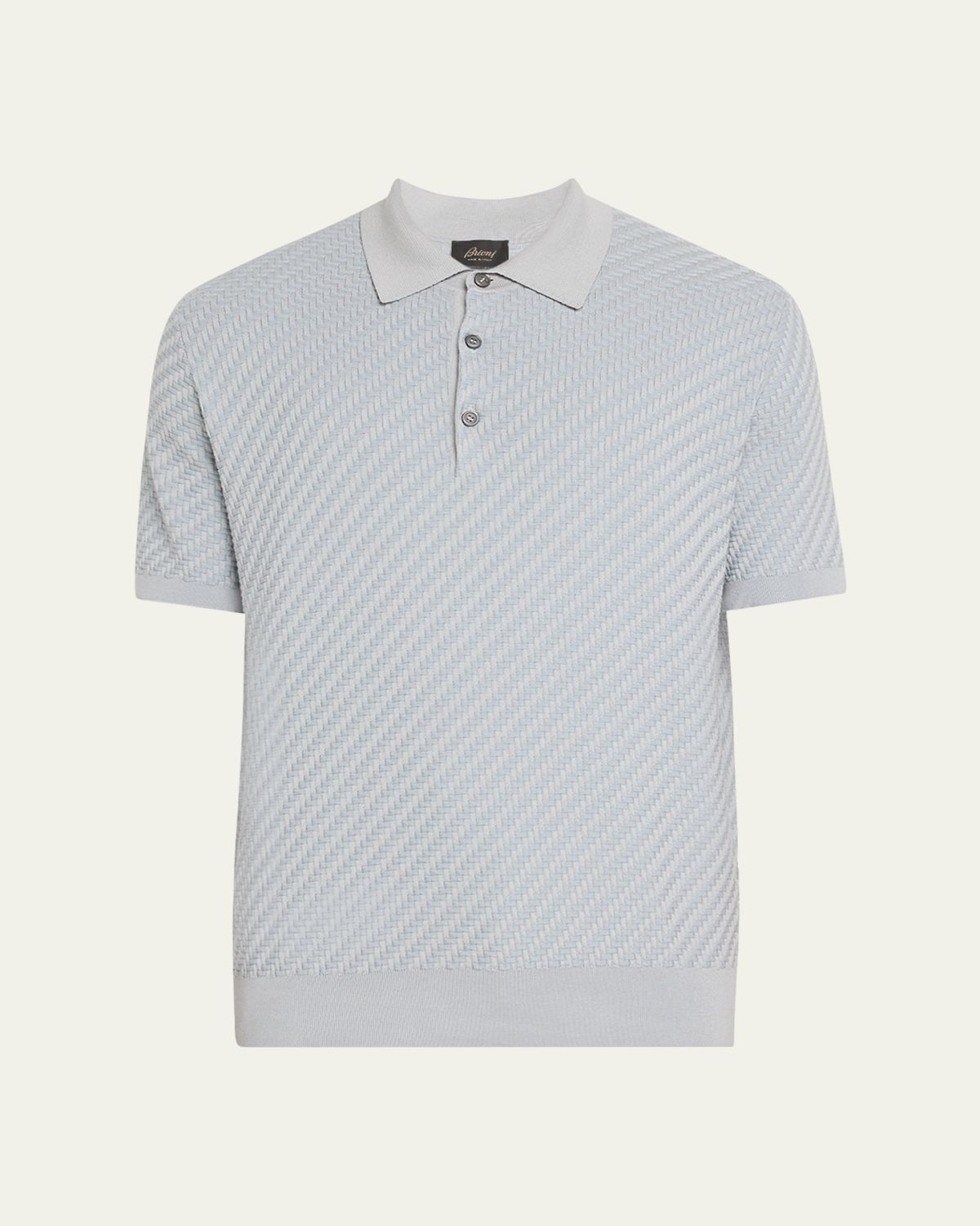 Brioni Men 's Basketweave Stitch Polo Sweater
