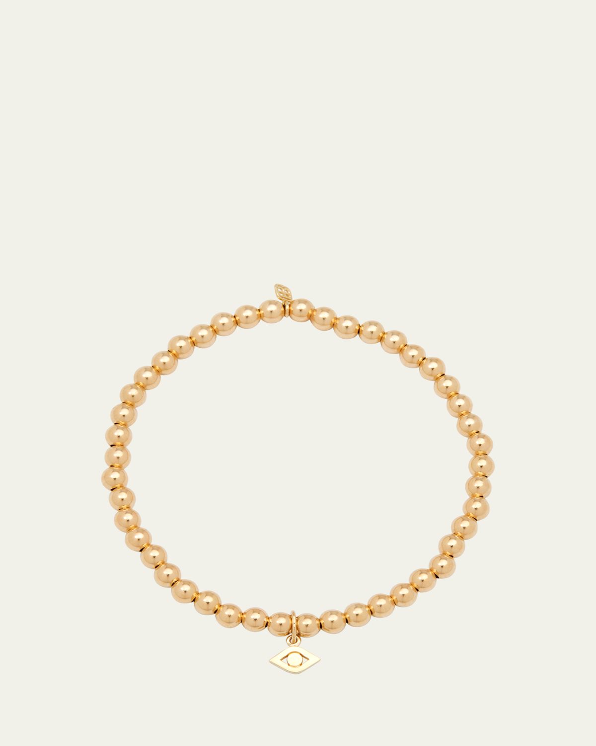 Sydney Evan 14K Evil Eye Link Charm on Round Gold Bead Bracelet