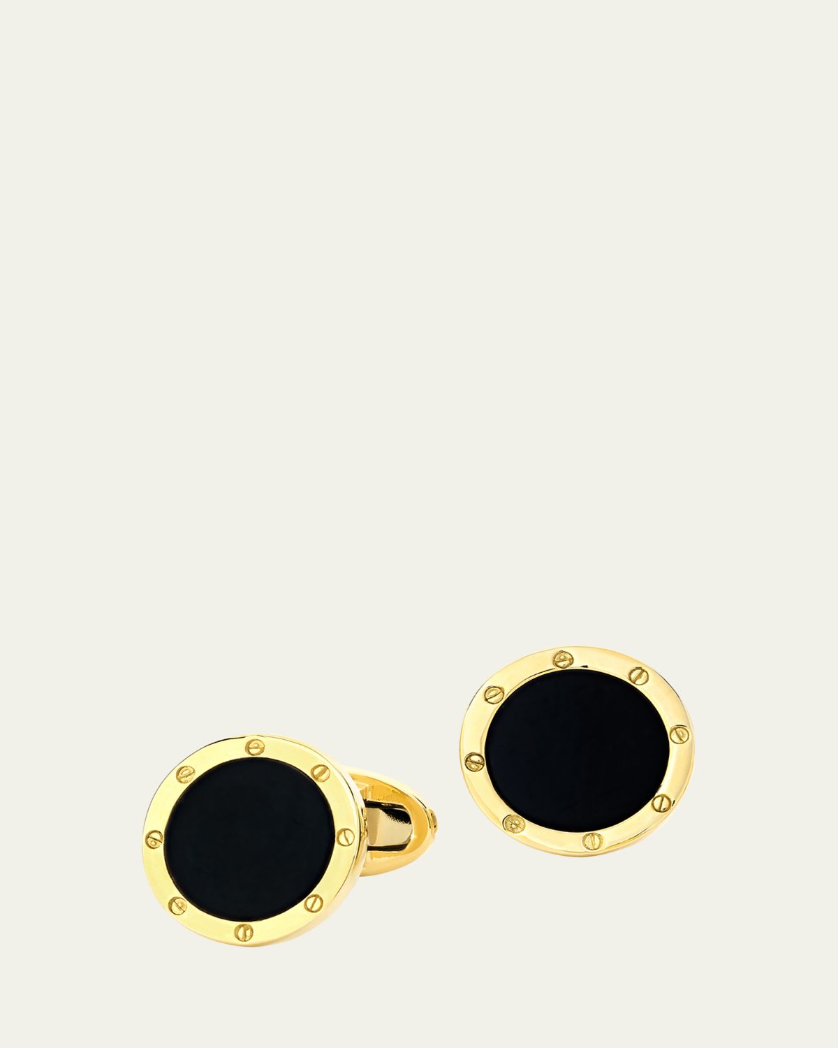 Jan Leslie Men's 18K Yellow Gold Round Gemstone Cufflinks