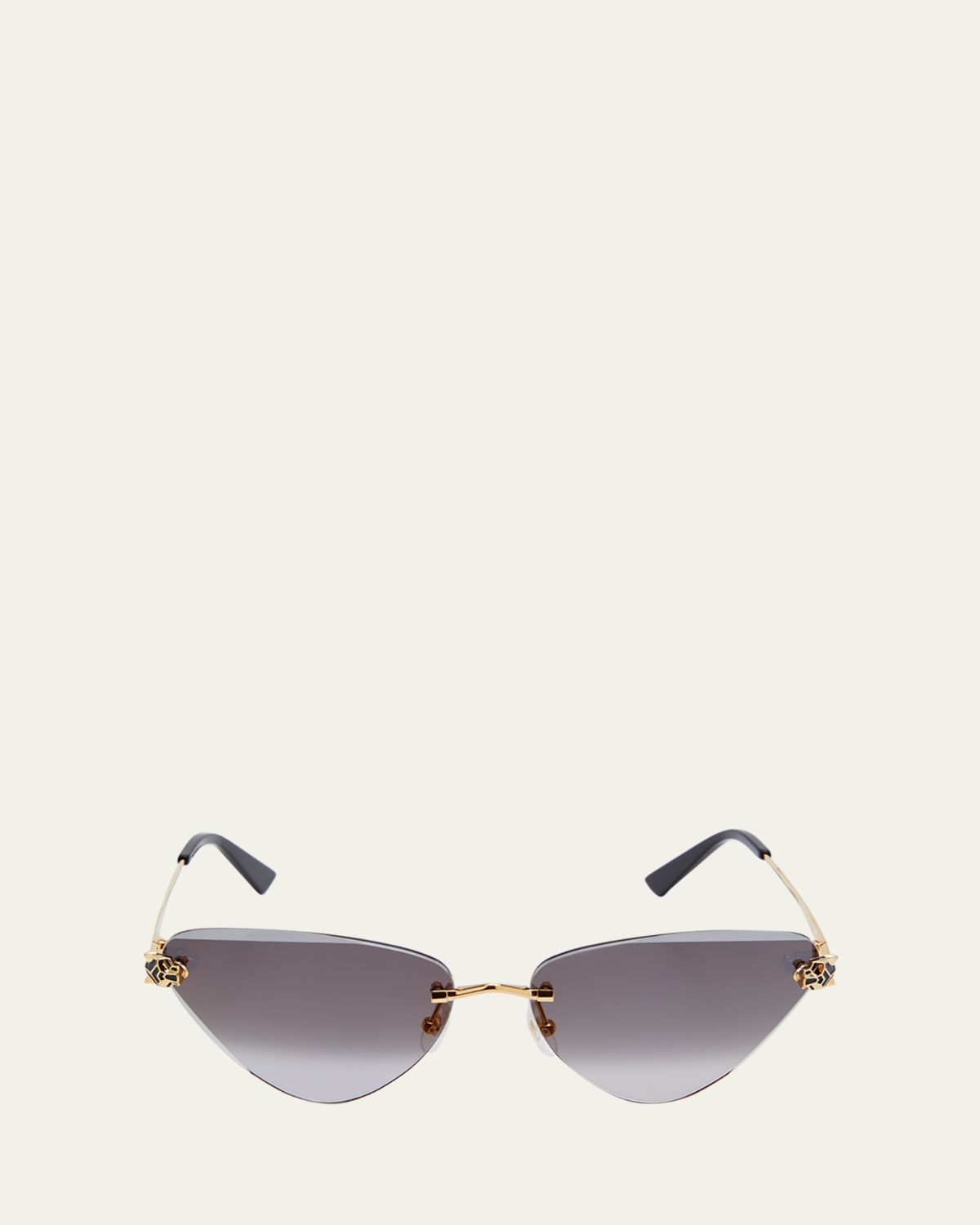 Cartier Panthère Rimless Cat-Eye Metal Sunglasses