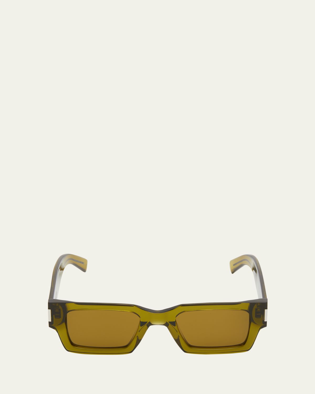 Saint Laurent Men's Rectangle Acetate Sunglasses with Logo