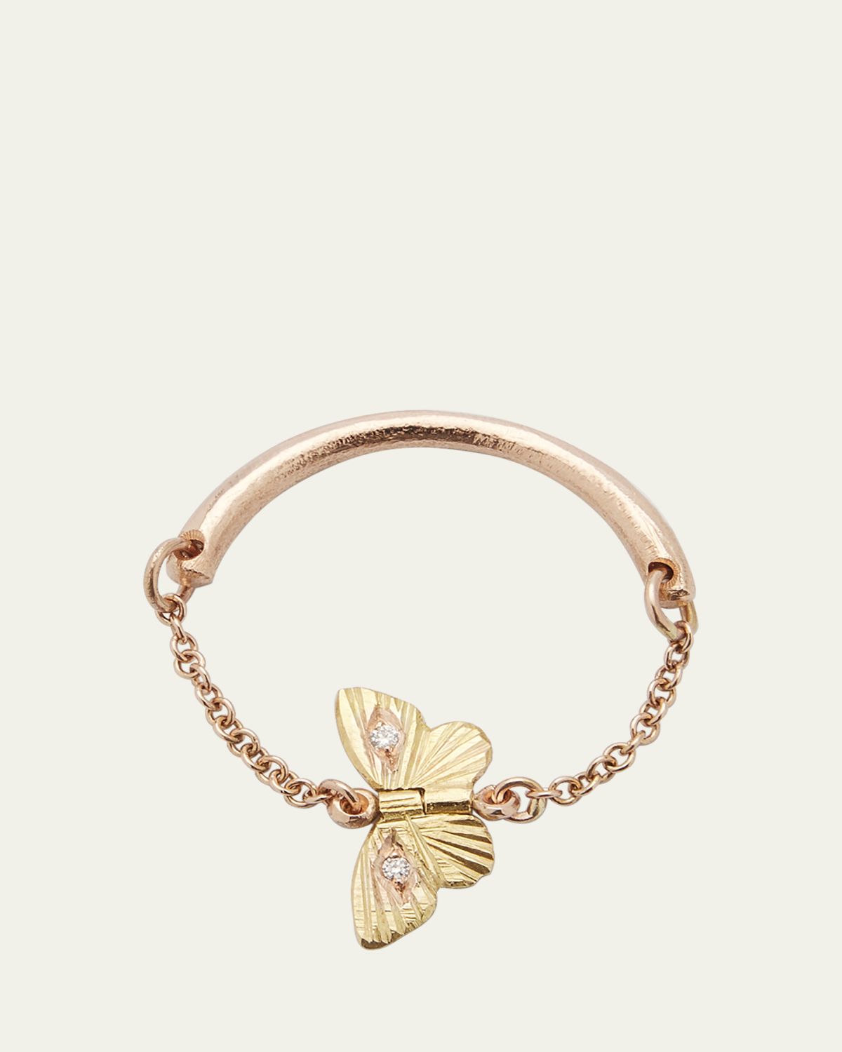 James Banks Migration Chain Ring in 18K Gold, 14k Rose Gold and White Diamonds