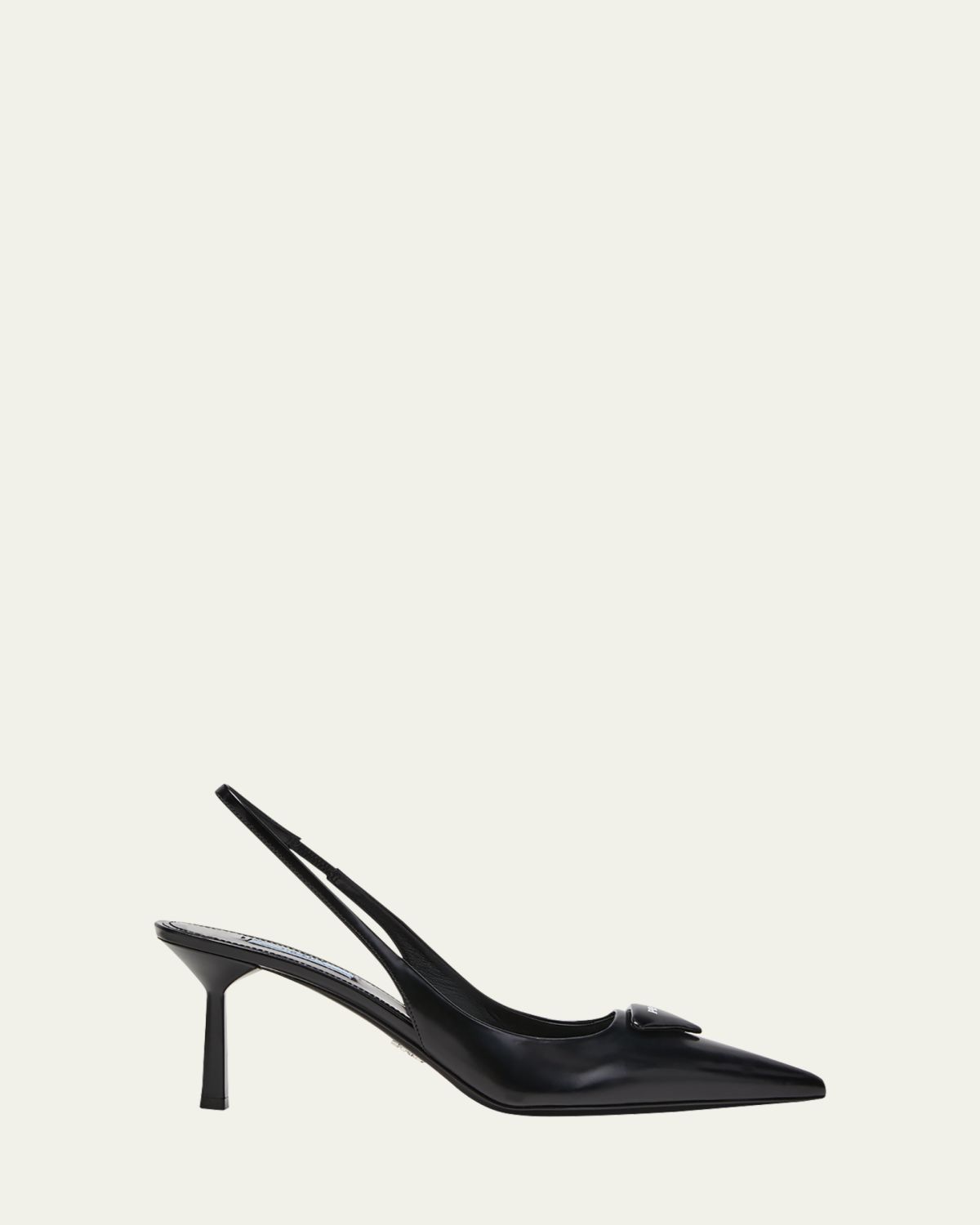 Prada Leather Padded Logo Slingback Pumps