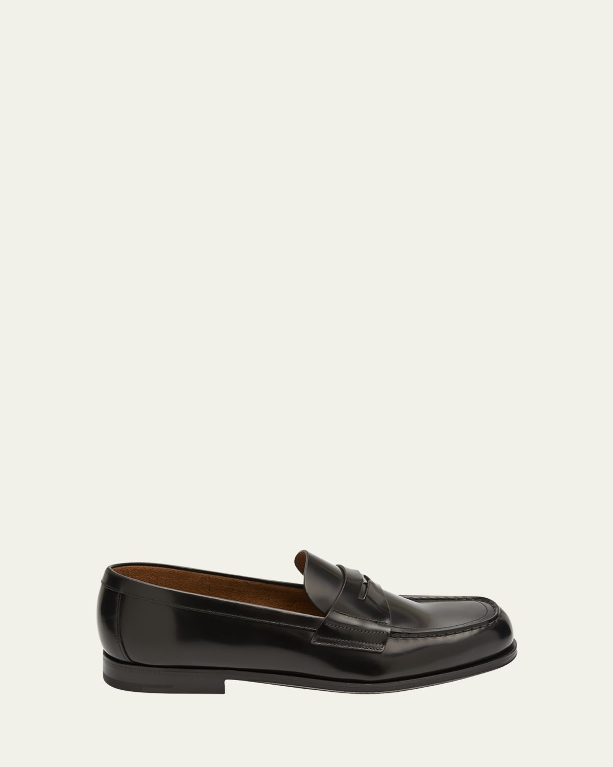 Prada Men's Spazzolato Triangle Logo Penny Loafers
