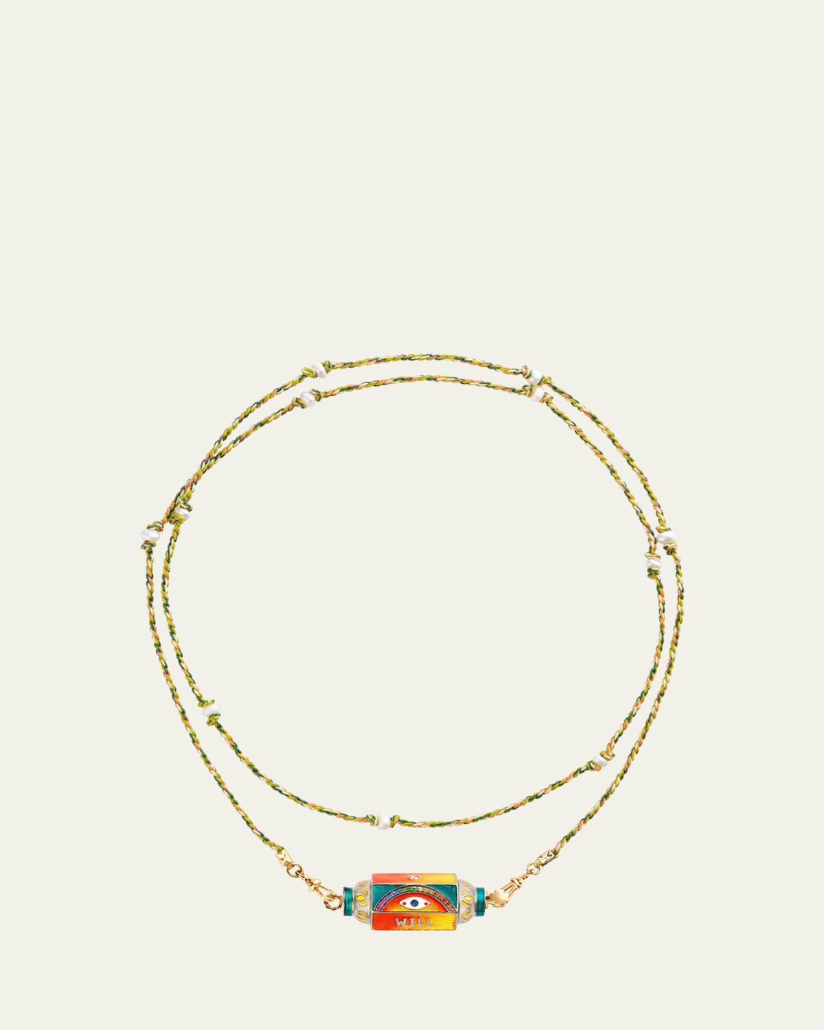 Marie Lichtenberg 14k Yellow Gold and Black Rhodium Eye Will Locket With Mauli Link Chain Necklace