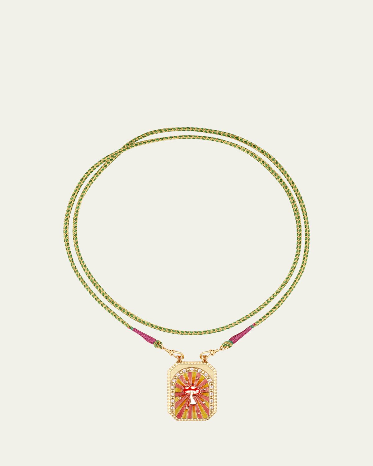 Marie Lichtenberg 18k Yellow Gold Diamond Mushroom Cord Necklace