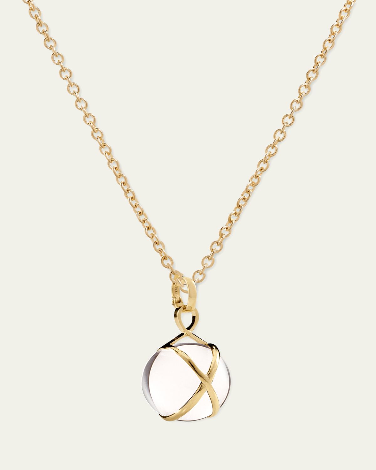 L. Klein Prisma 18k Gold & Crystal Quartz Medium Pendant Classic Chain Necklace