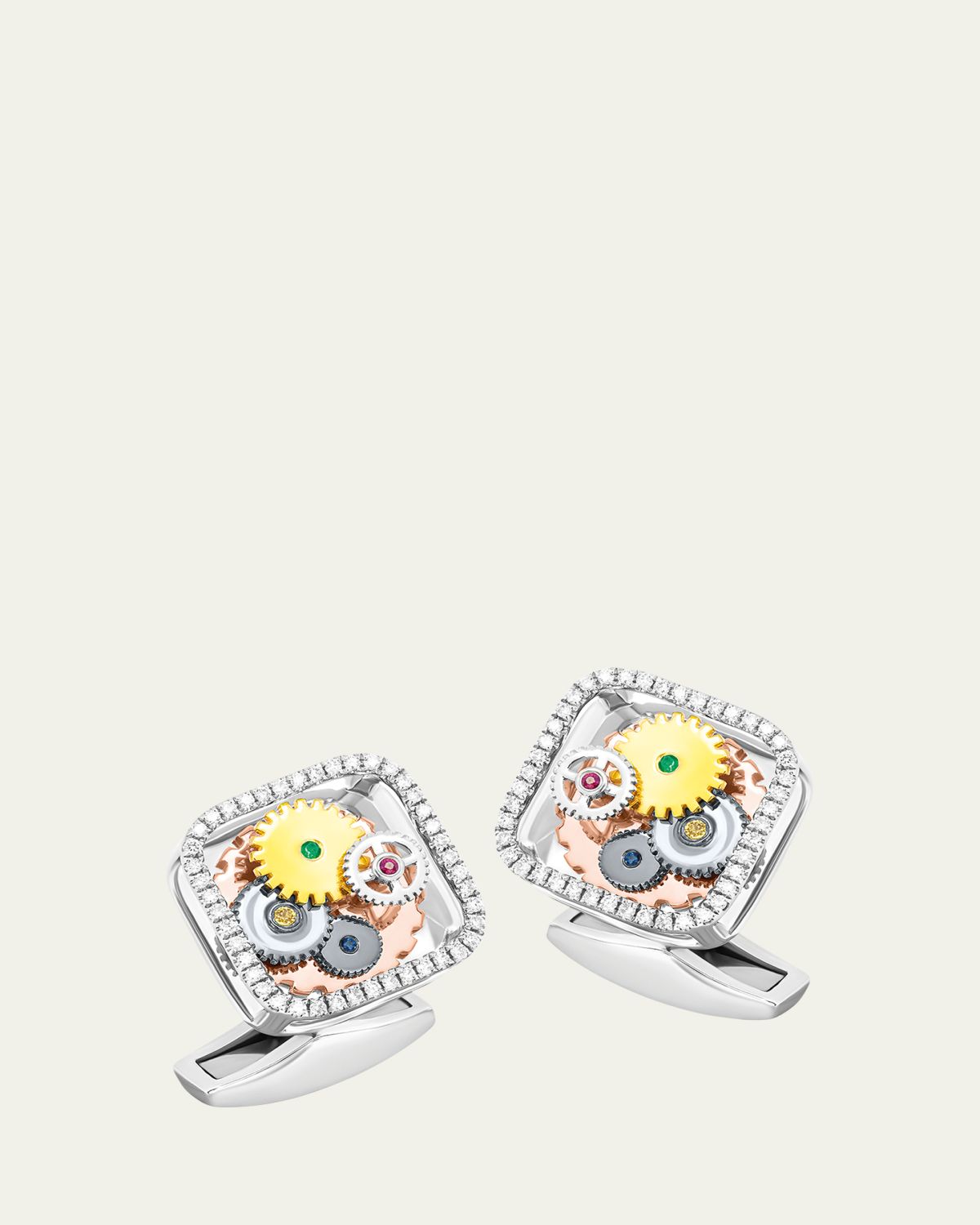 Tateossian Men's Diamond and Gemstone Mechanical Gear Cufflinks
