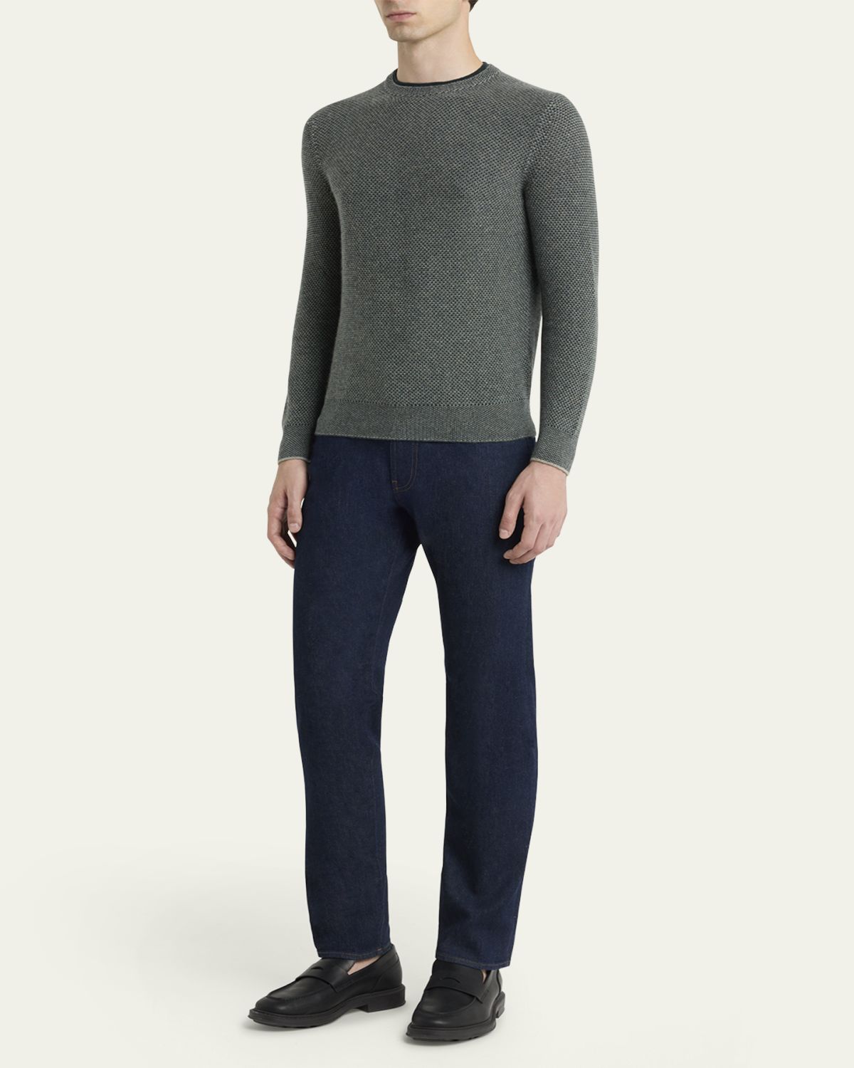 Loro Piana Men's Cashmere Girocollo City Crewneck Sweater | Thumbnail 2 Loro Piana Men's Cashmere Girocollo City Crewneck Sweater | Thumbnail 2