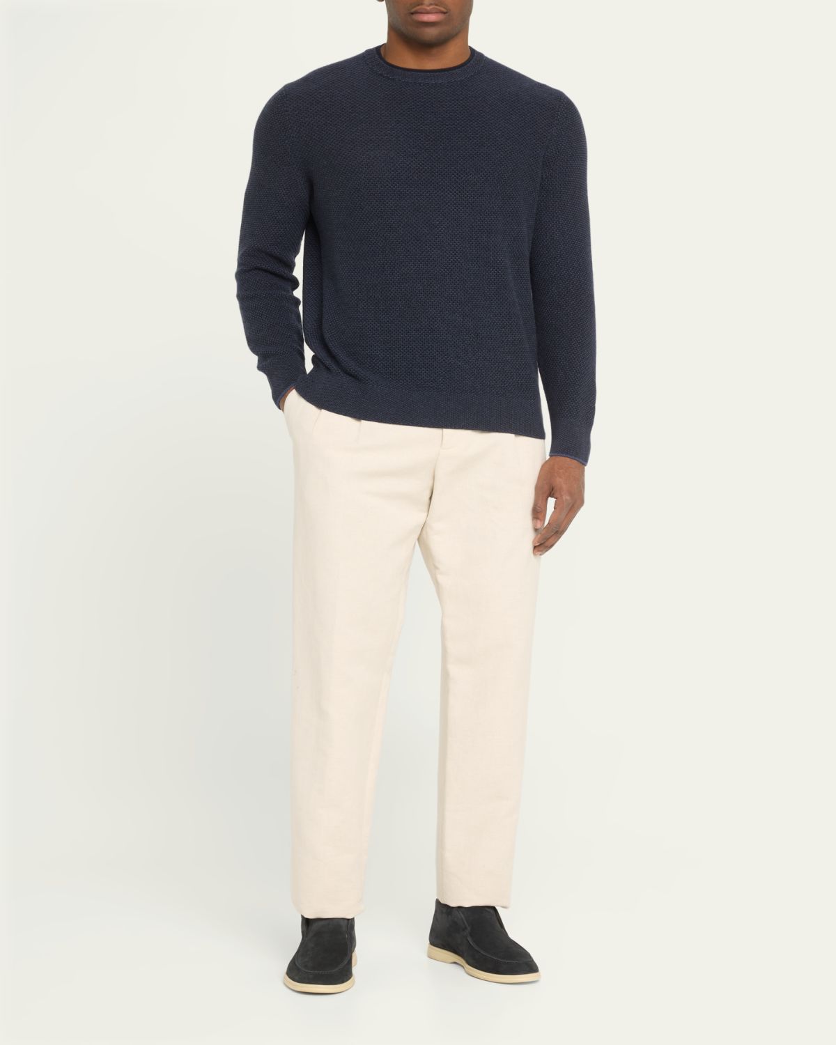 Loro Piana Men's Cashmere Girocollo City Crewneck Sweater | Thumbnail 6 Loro Piana Men's Cashmere Girocollo City Crewneck Sweater | Thumbnail 6