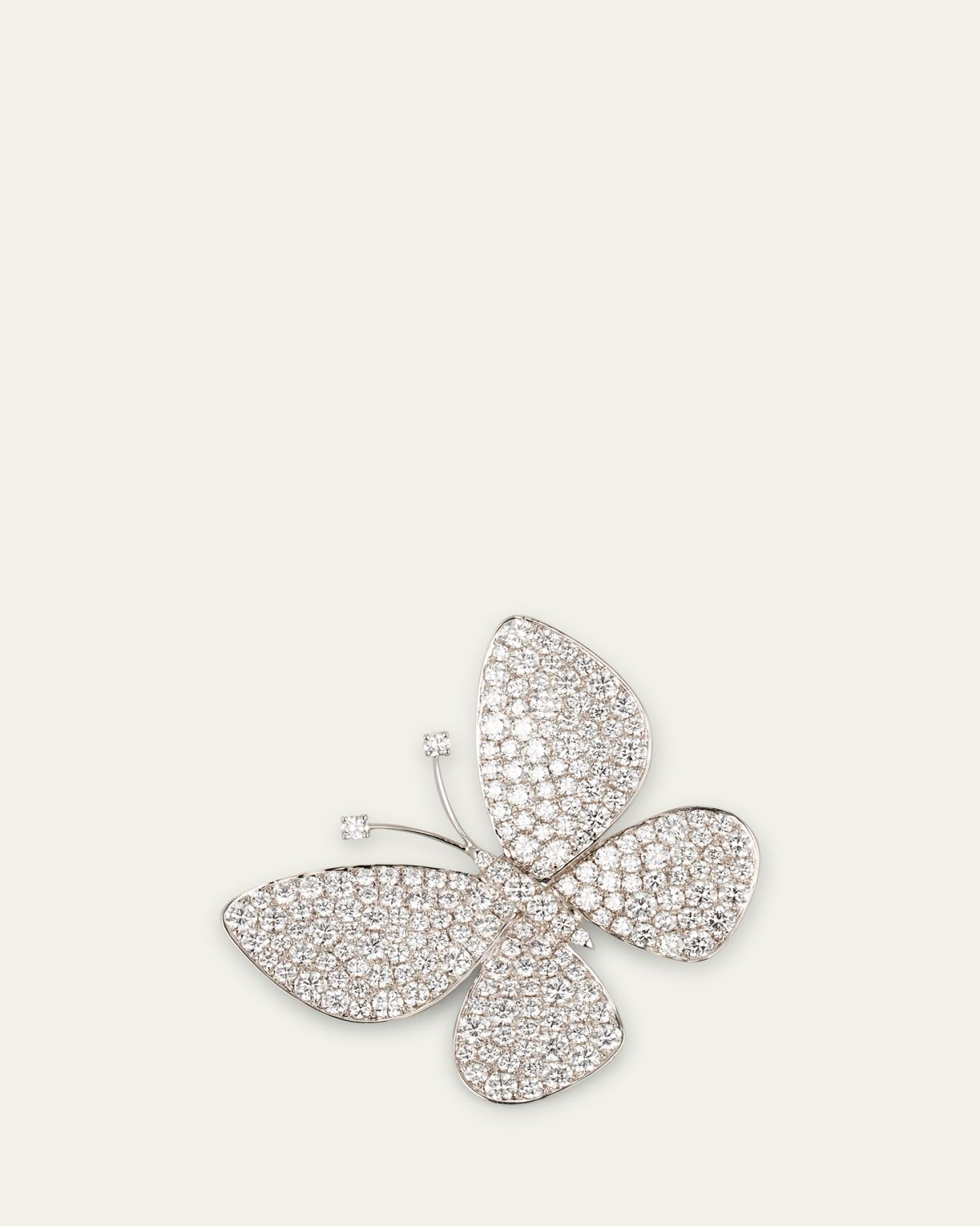 Mio Harutaka 18K White Gold Big Butterfly Earring with Diamonds, Single
